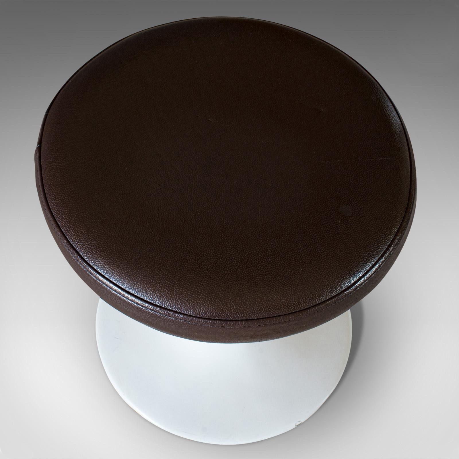 Set of 4, Vintage Stools, French, Leather, Pedestal, 20th Century, circa 1960 3