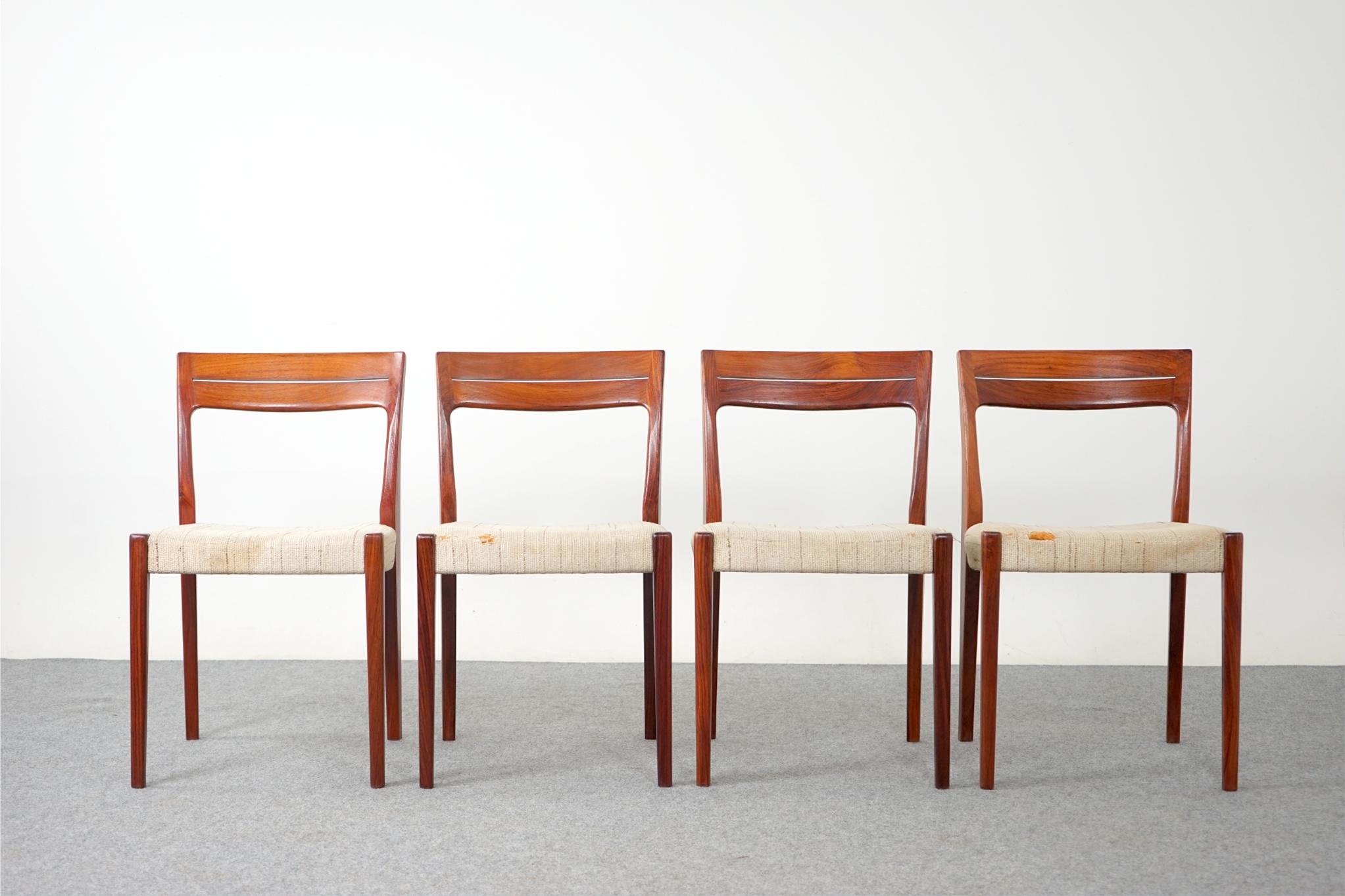 Scandinavian Modern Set of 4 Vintage Swedish Rosewood Dining Chairs, by Svegards