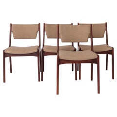 Set of 4 Vintage Teak Chairs  1960s-70s Mid-Century Modern Seating  Wide Backr