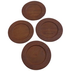 Set of 4 Vintage Teak Danish Server Plates, 1960s