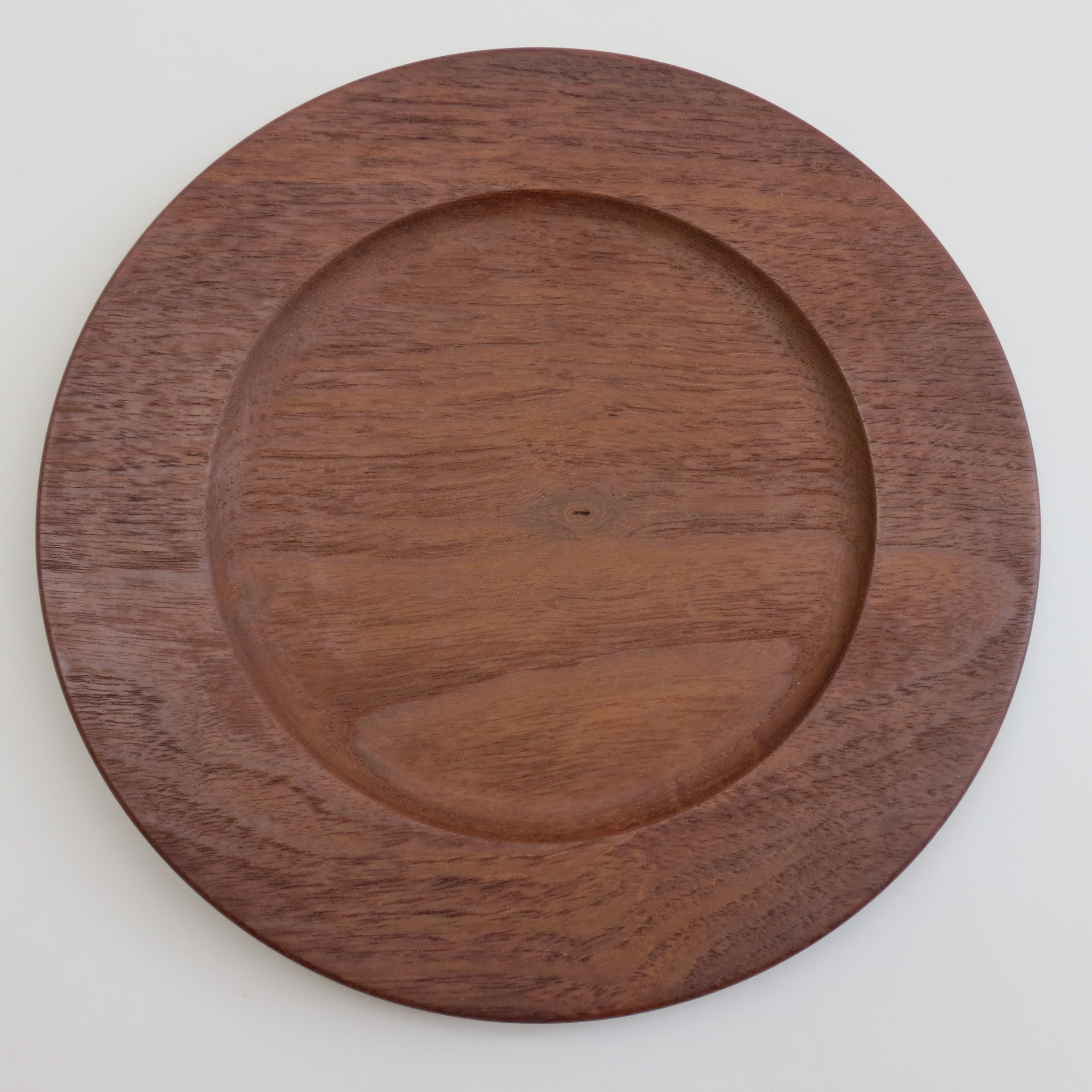 Machine-Made Set of 4 Vintage Teak Danish Server Plates, 1960s