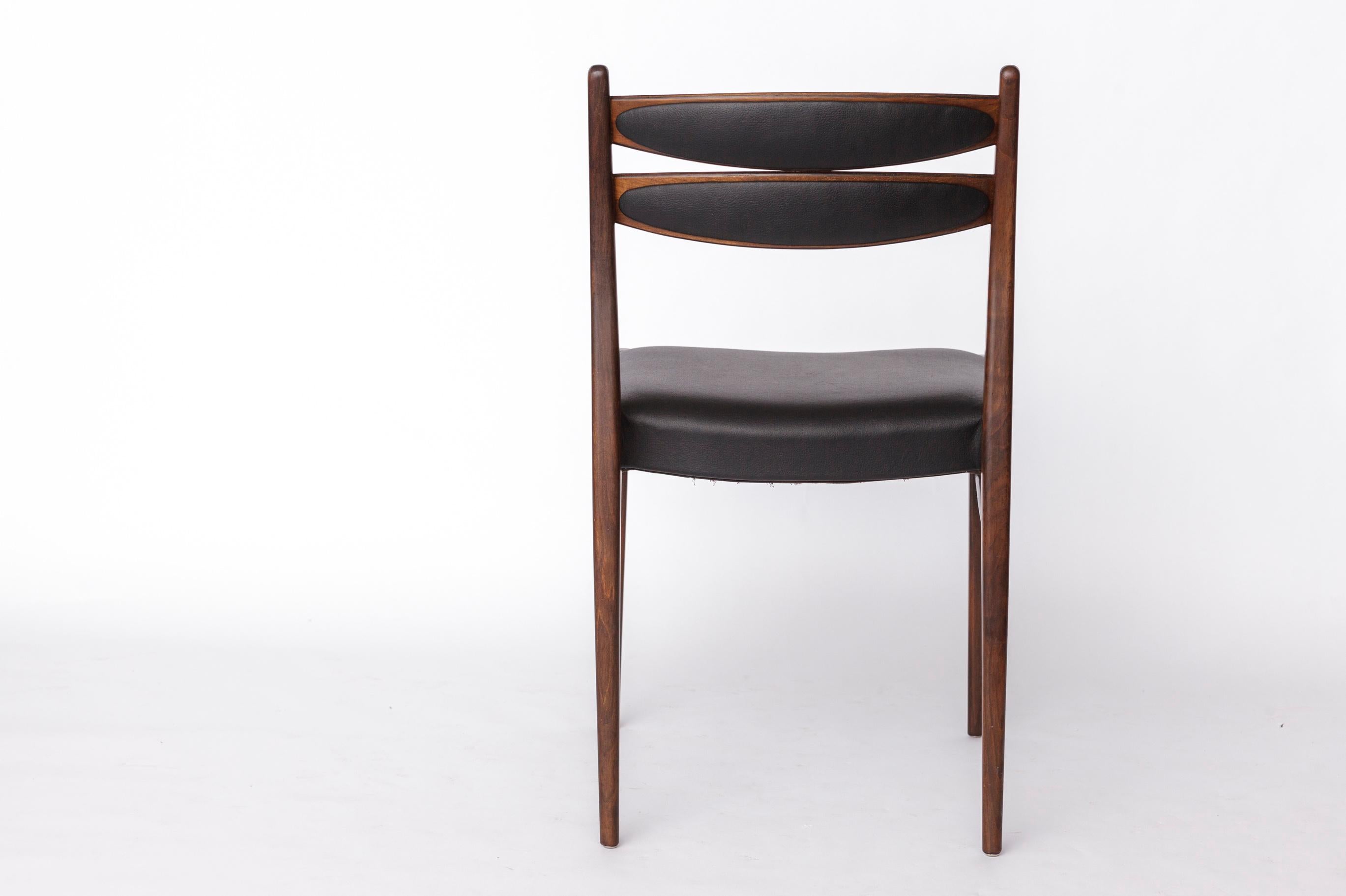 Satz von 4 Vintage Teak Esszimmerstühle, 1960er Jahre Deutsch Mitte des Jahrhunderts Modern, Schwarz Faux (Poliert) im Angebot