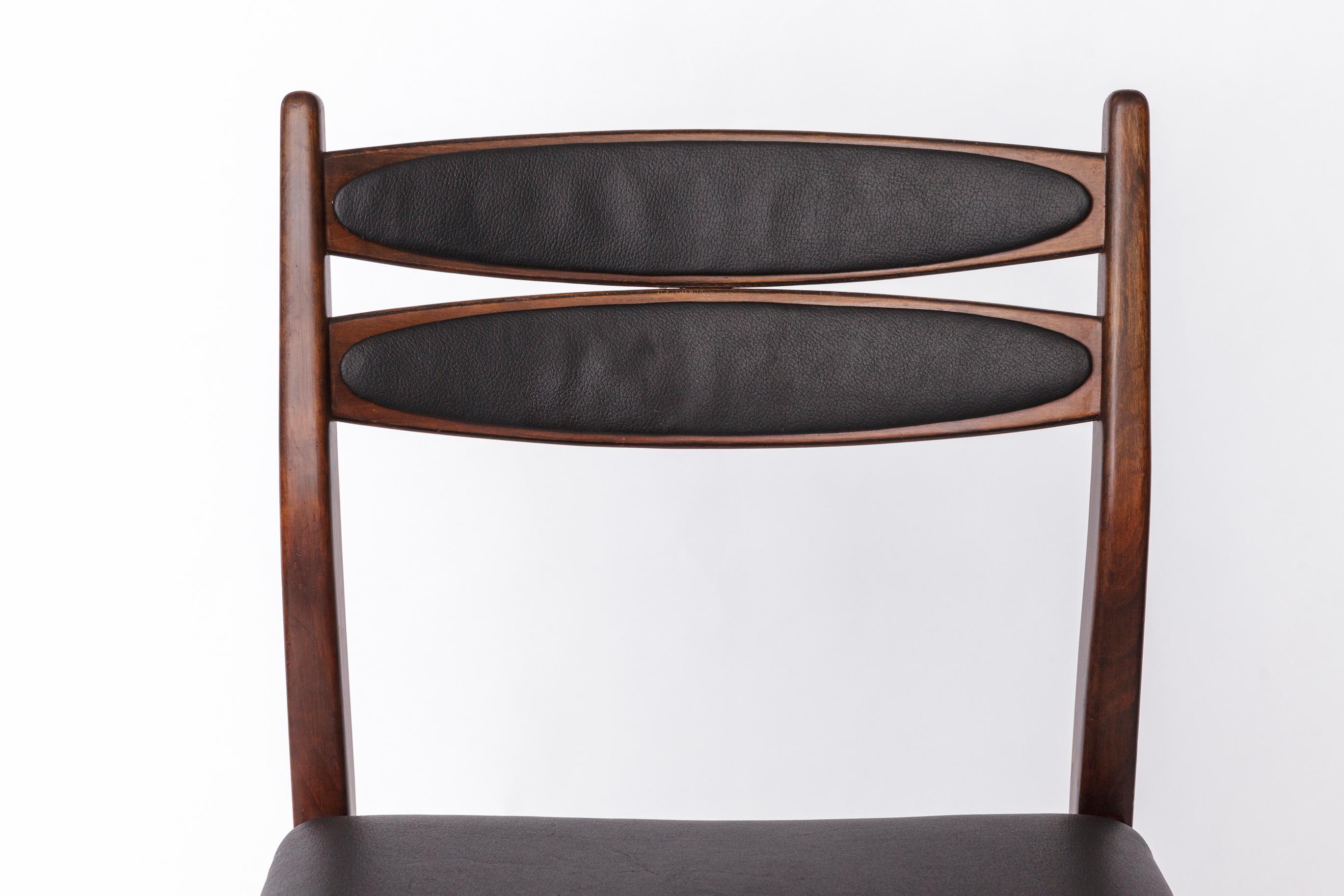 Satz von 4 Vintage Teak Esszimmerstühle, 1960er Jahre Deutsch Mitte des Jahrhunderts Modern, Schwarz Faux im Angebot 1