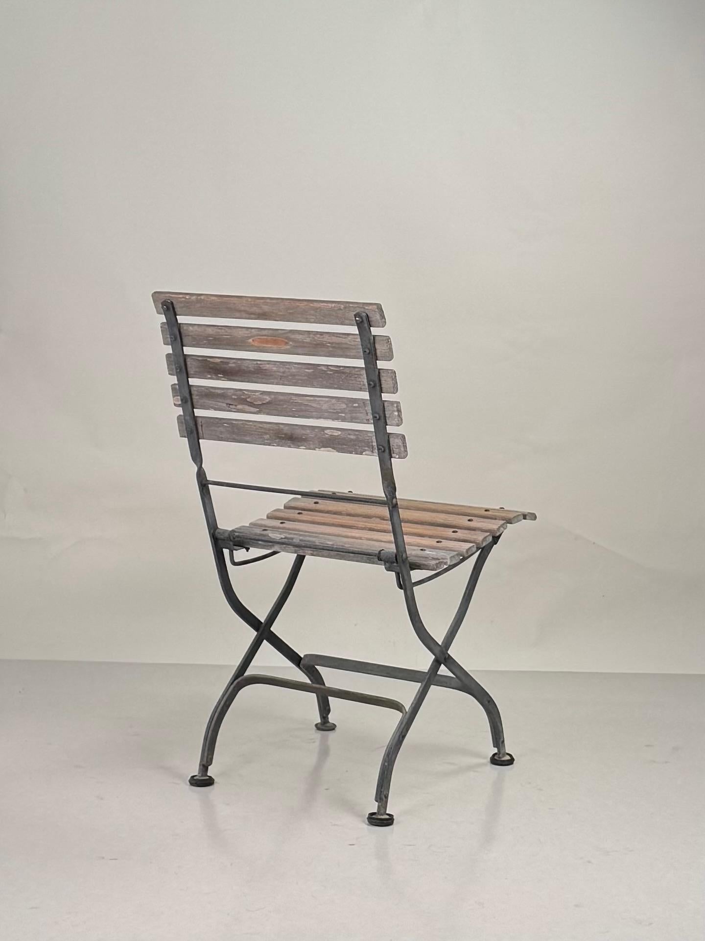 Juego de 4 sillas de jardín plegables de teca vintage Galvanizado en venta