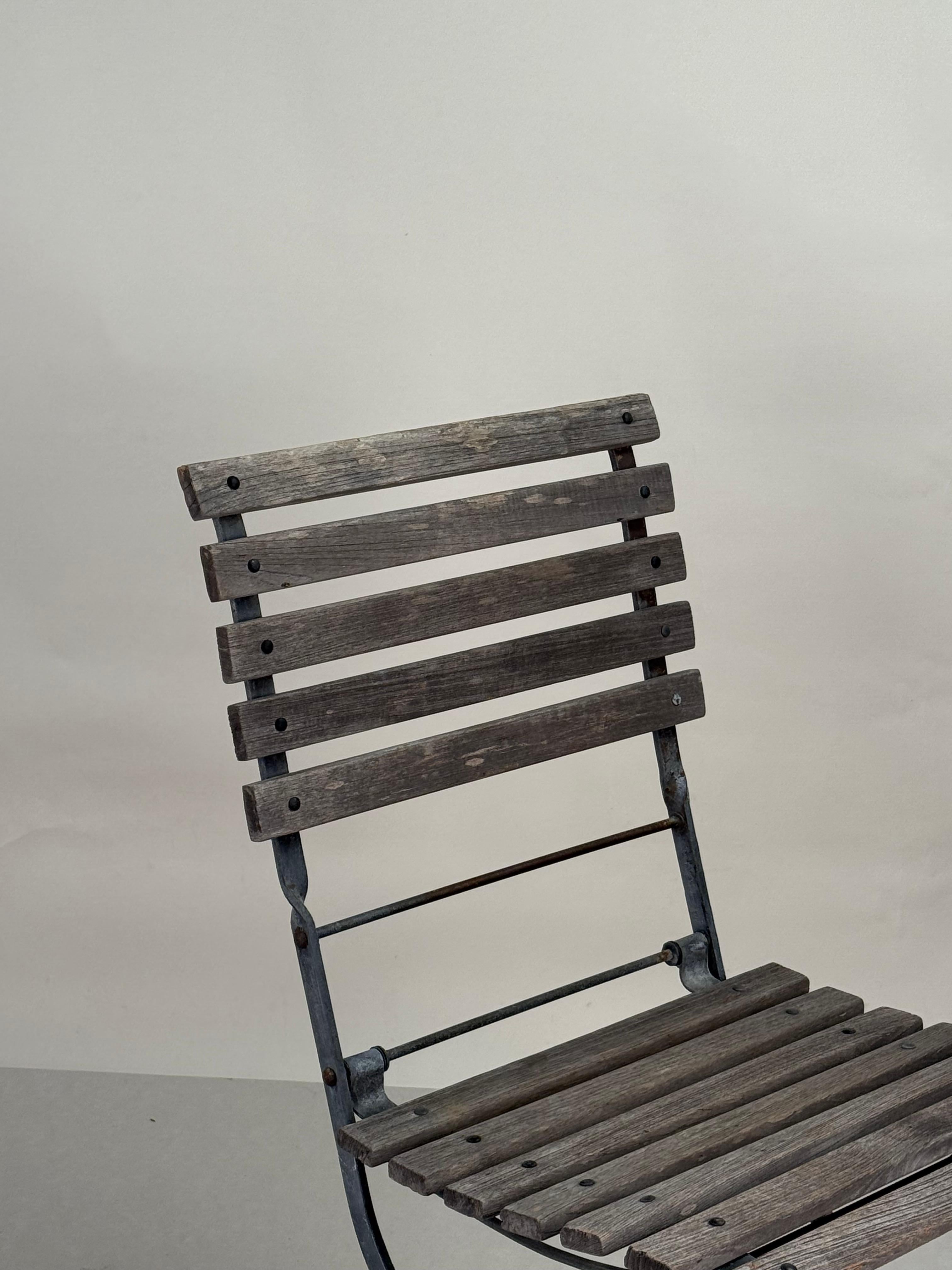 Juego de 4 sillas de jardín plegables de teca vintage Acero en venta