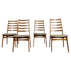 Set of 4 Retro Teak Ladderback Dining Chairs