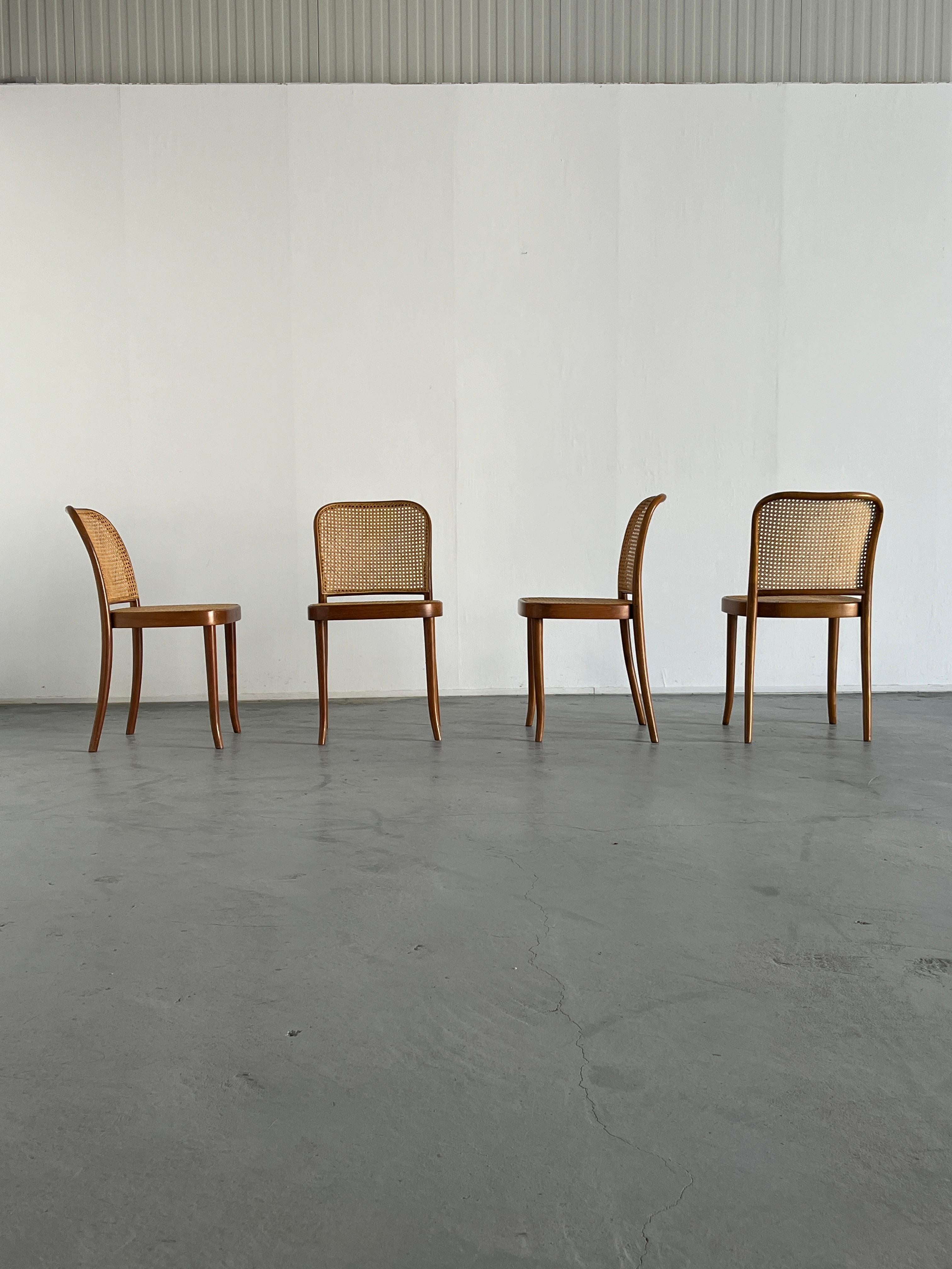 Mid-Century Modern Set of 4 Vintage Thonet Bentwood No.811 Chairs, Designed by Josef Hoffman, 1970s