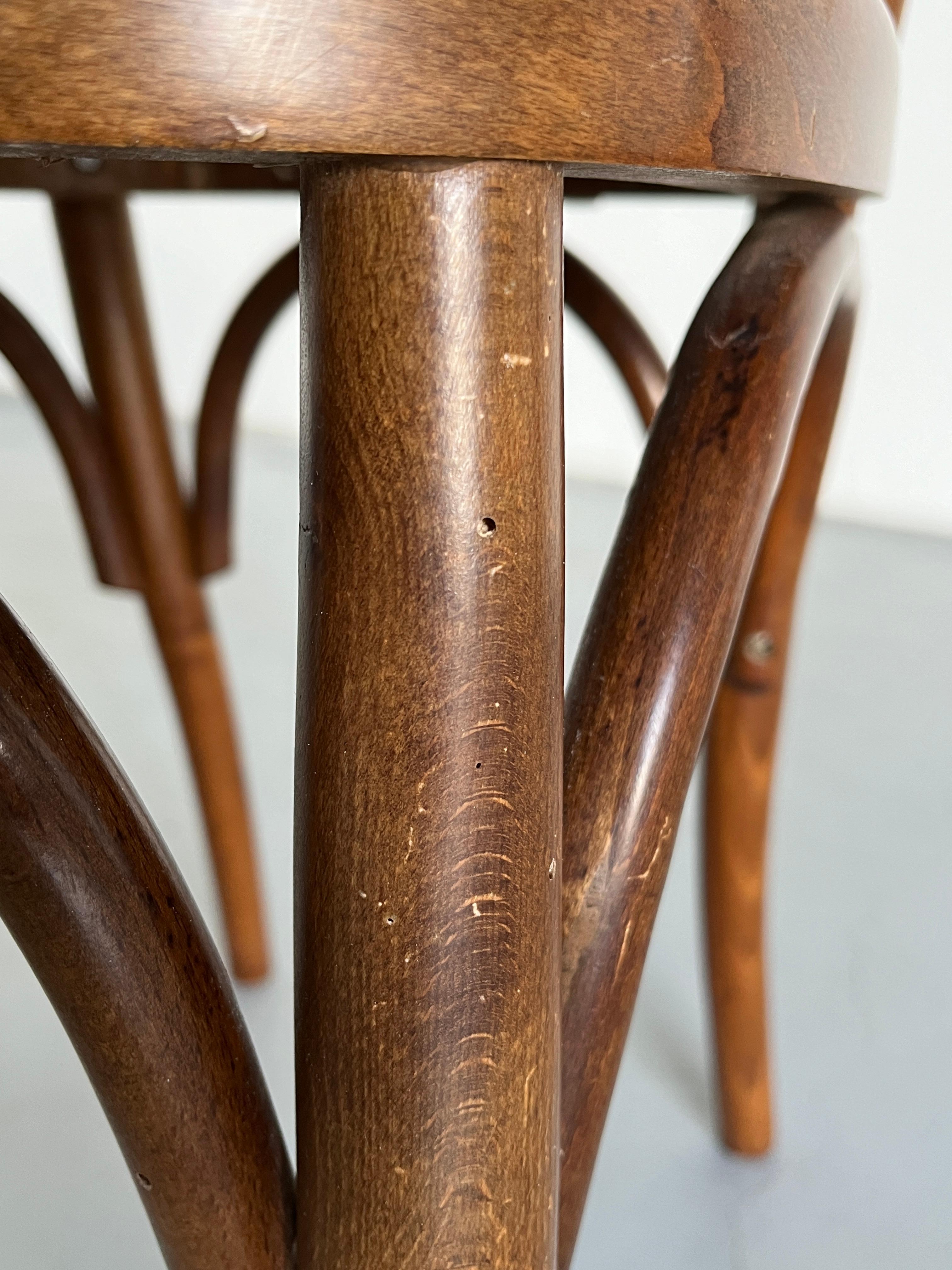 Set of 4 Vintage Thonet Bentwood Style Chairs, European Bistro Chairs, 1950s For Sale 11