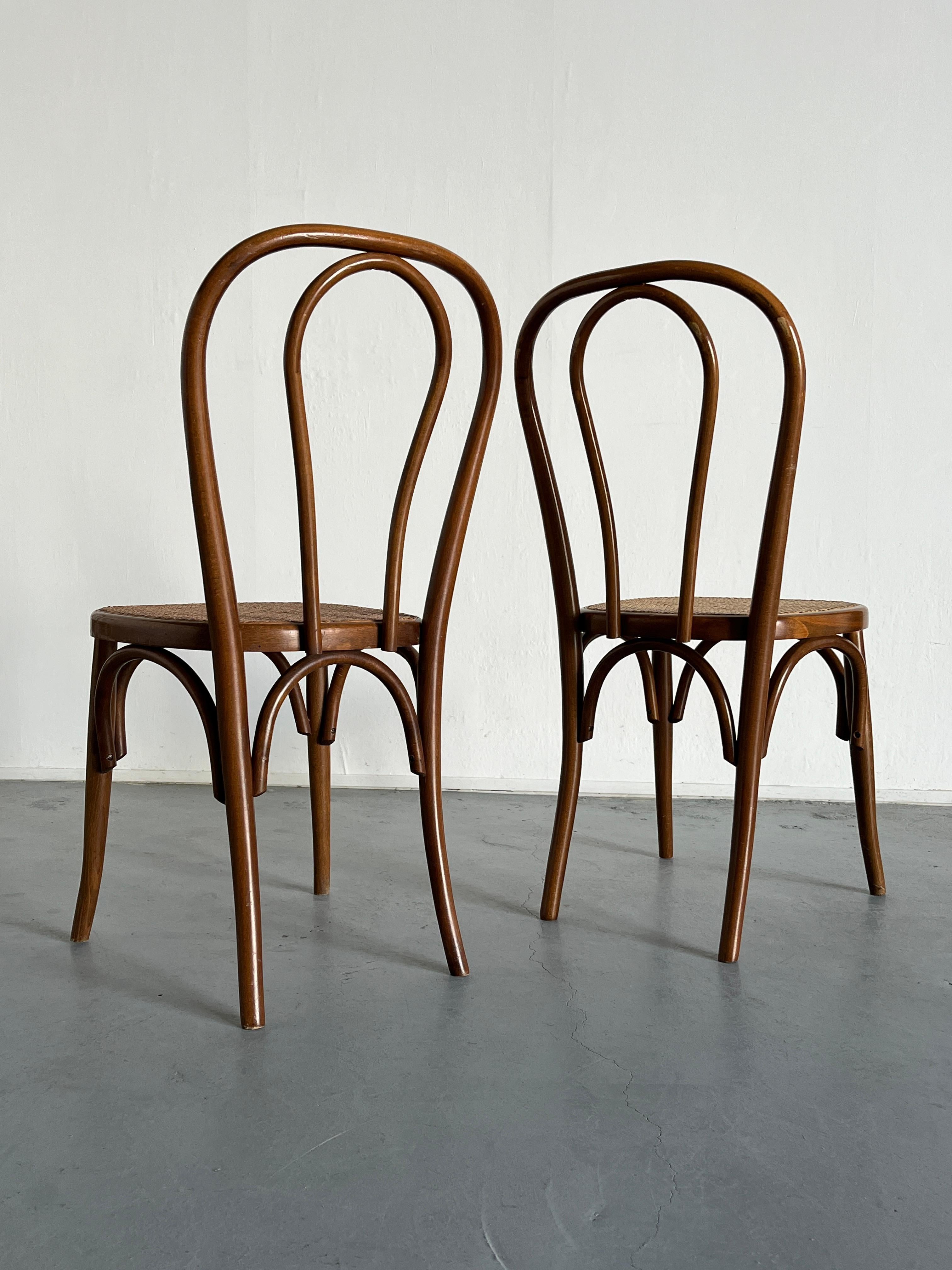 Set of 4 Vintage Thonet Bentwood Style Chairs, European Bistro Chairs, 1950s For Sale 1