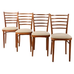 Set of 4 vintage Thonet chairs from the 1920/40s restored with a woollen cloth