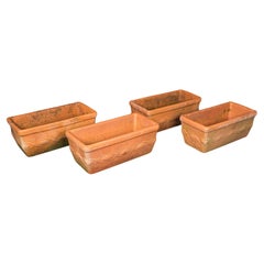 Set of 4 Vintage Windowsill Planters, Italian, Terracotta, Window Box Jardiniere