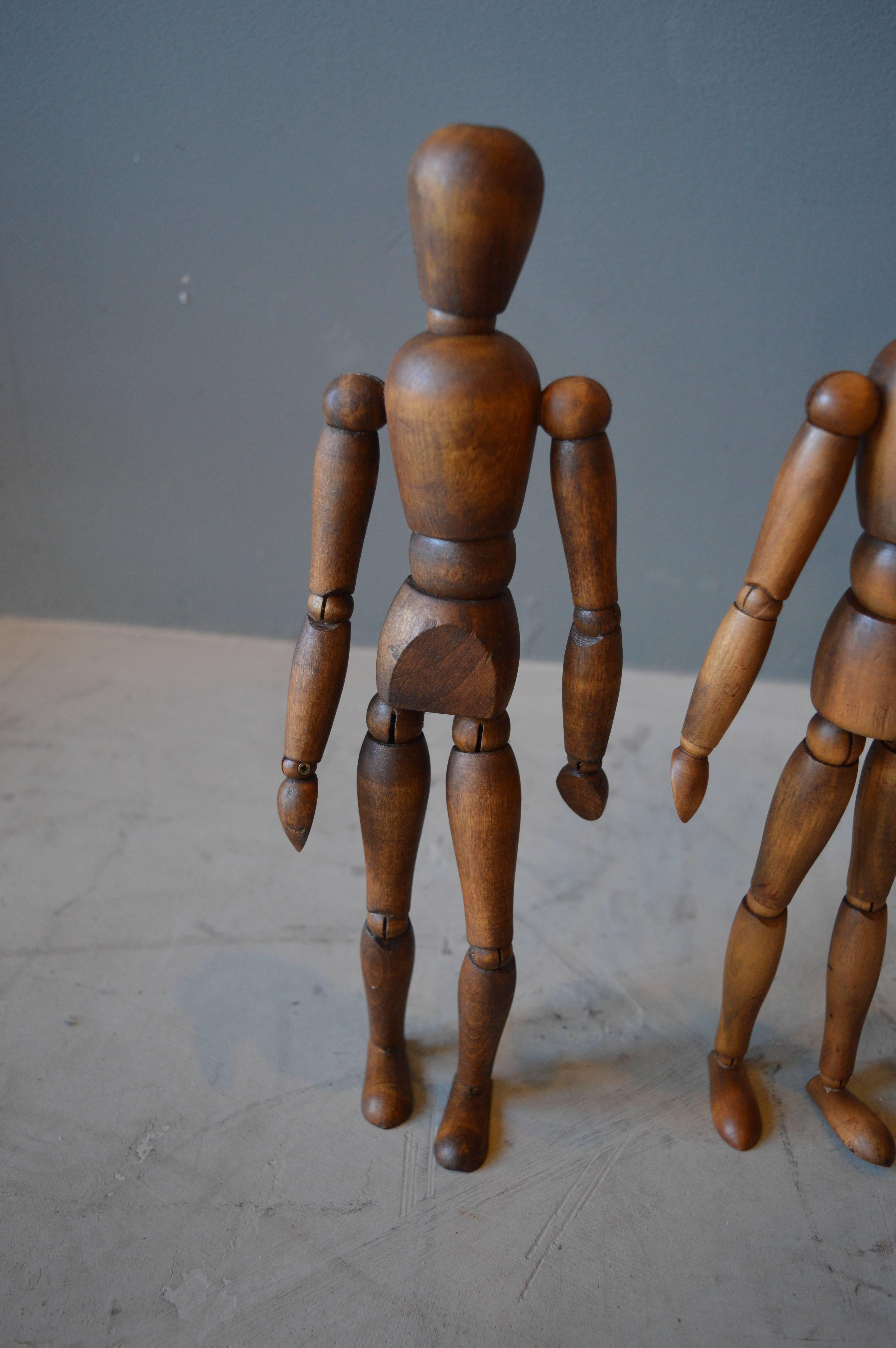 Set of Four Vintage Wood Articulating Artist Models 1