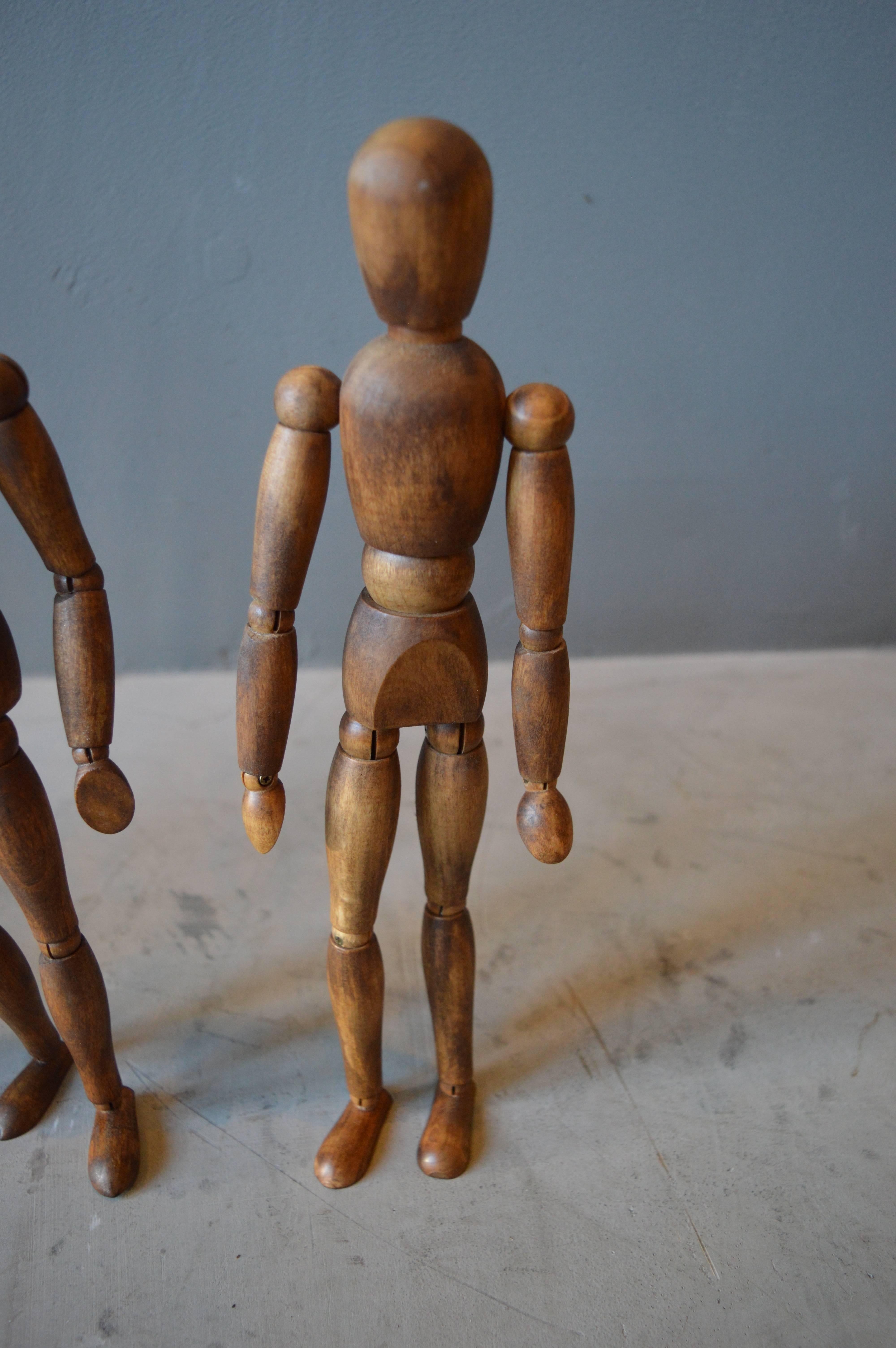 Set of Four Vintage Wood Articulating Artist Models 4