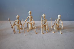 Set of Four Vintage Wood Articulating Skeletons