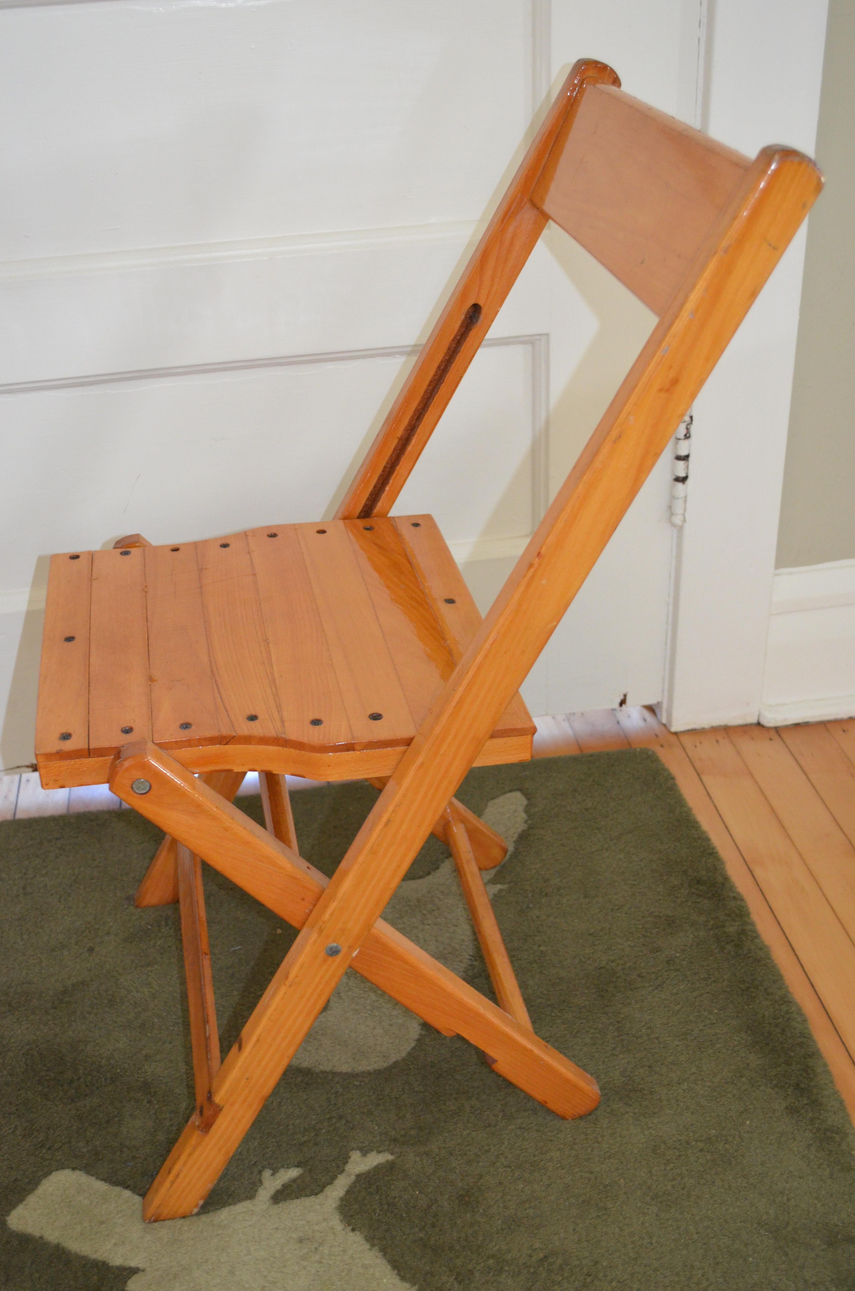 Mid-Century Modern Set of 4 Vintage Wood Folding Chairs; many available (total of 470 chairs avail)