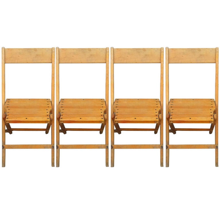 Set of 4 Vintage Wood Folding Chairs; many available (total of 470