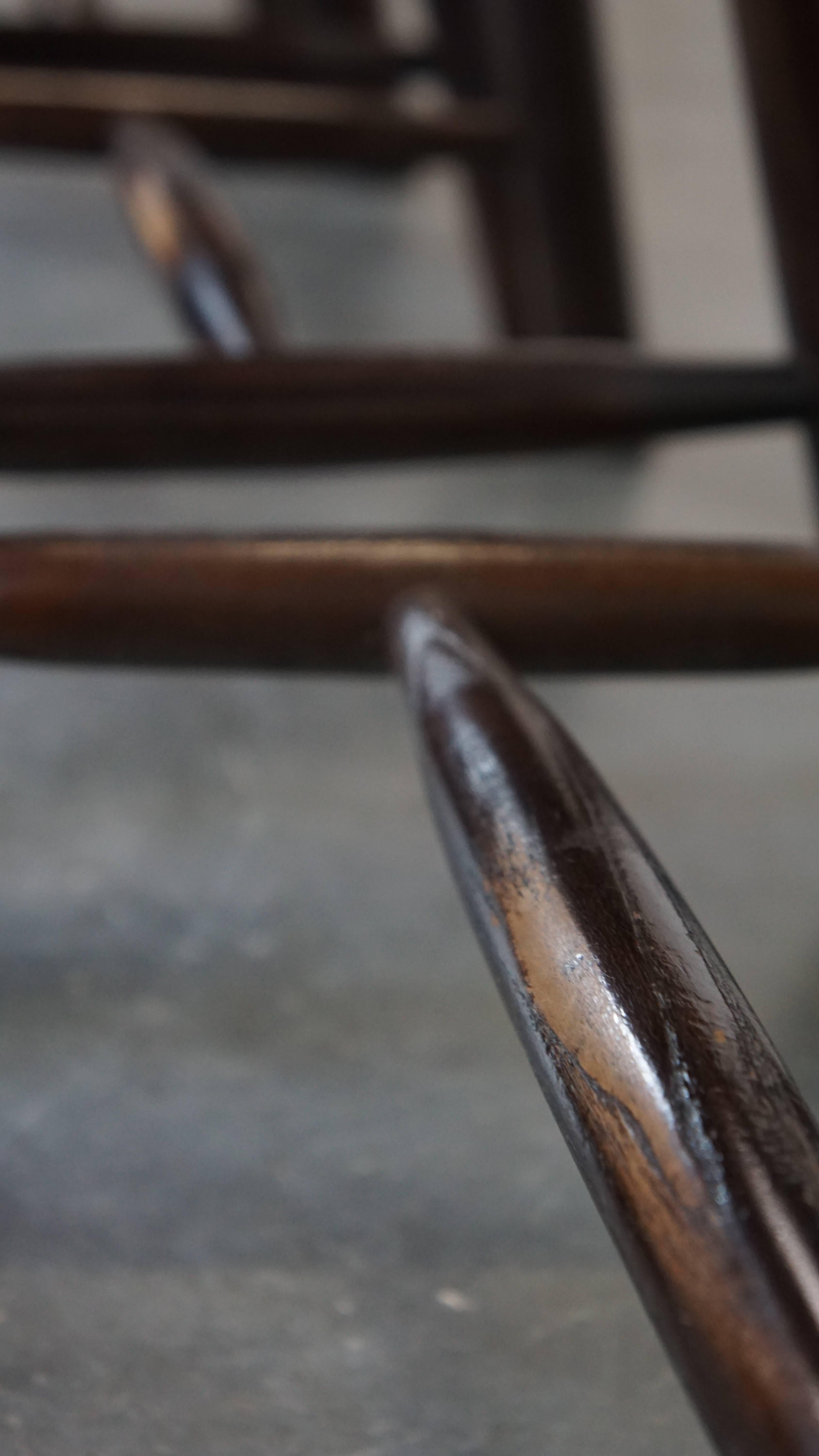 Set of 4 vintage wooden De Ster Gelderland design spindle chairs For Sale 5