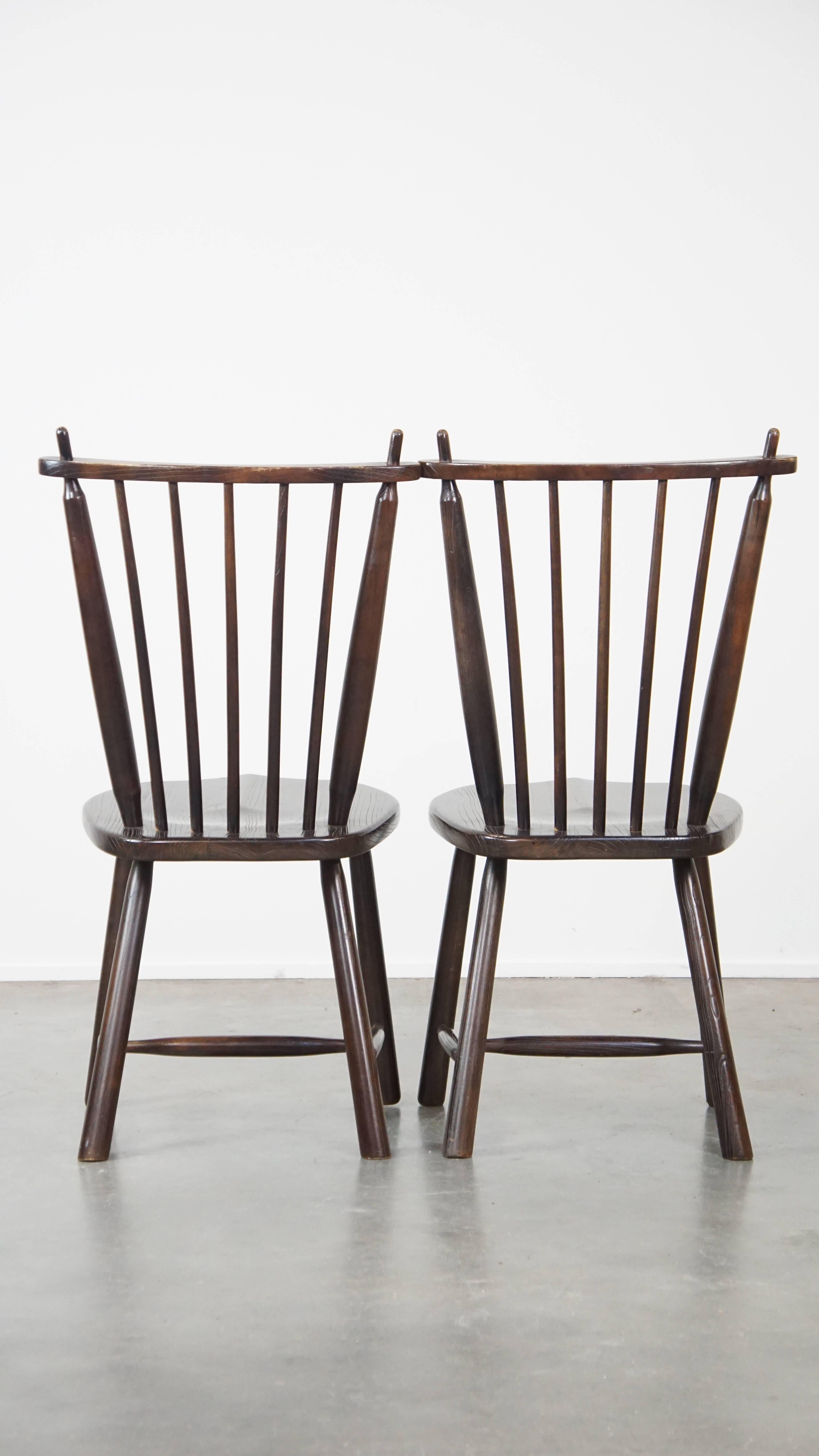 20th Century Set of 4 vintage wooden De Ster Gelderland design spindle chairs For Sale
