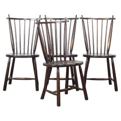Juego de 4 sillas de madera de husillo vintage de diseño De Ster Gelderland