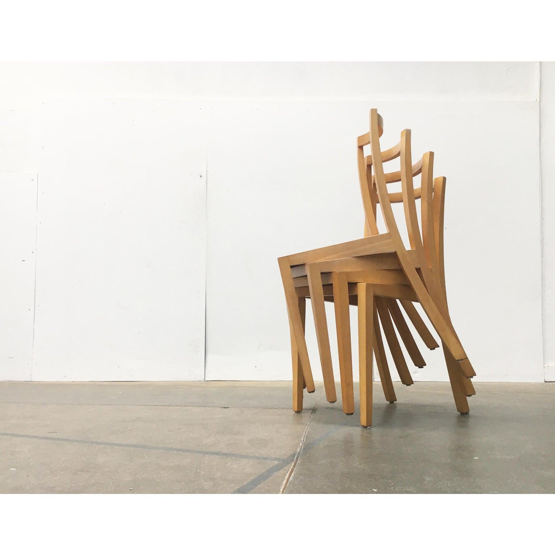 Minimalismo Set di 4 sedie da pranzo in legno vintage di Sirch, Bitzer, anni '90 in vendita