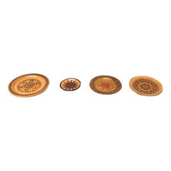 Set of 4 Vintage Wooden Wall Plates