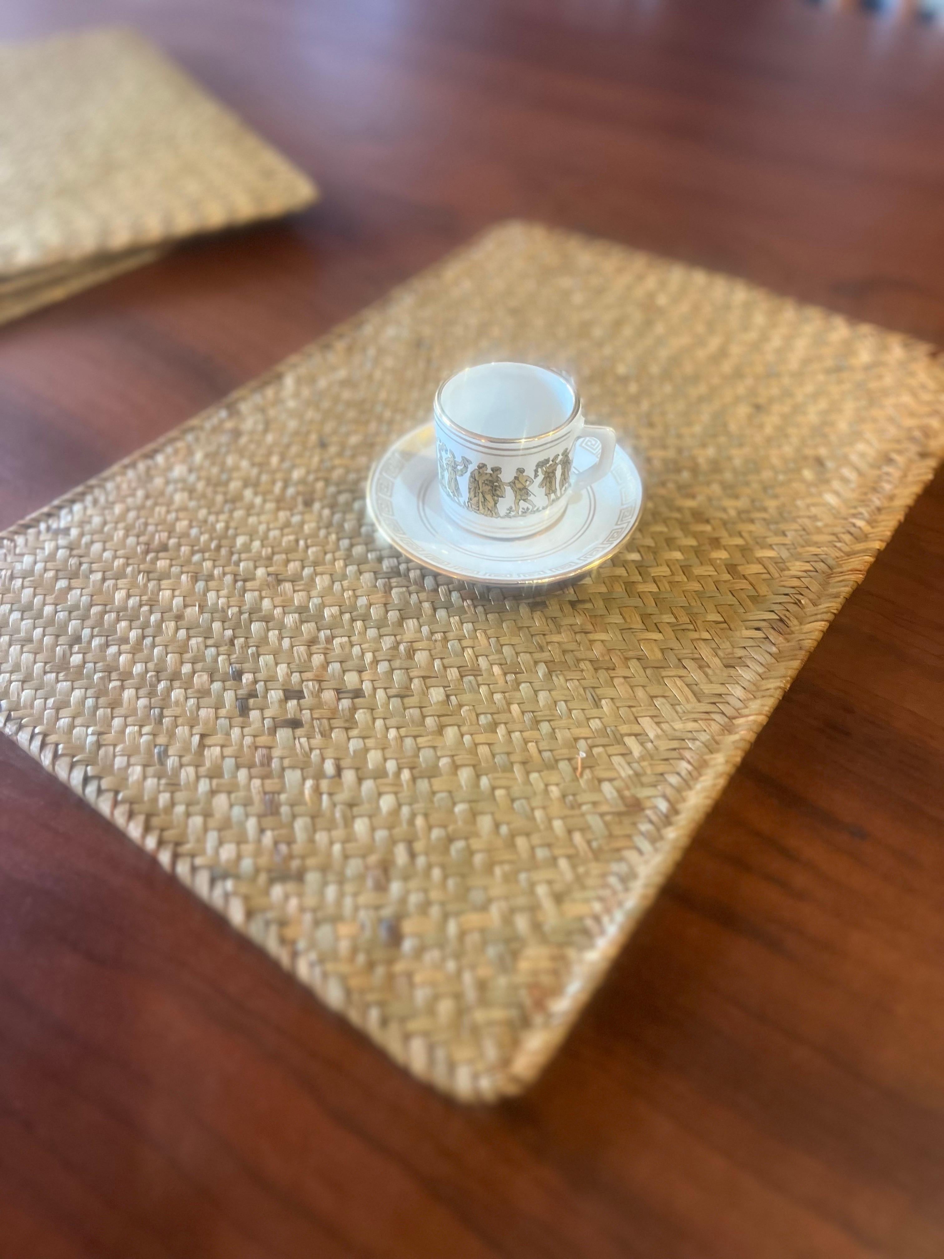 Américain Set de 4 sets de table vintage en rotin tressé NIB en vente