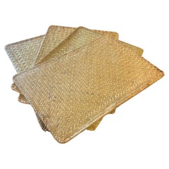 Juego de 4 manteles individuales de ratán vintage NIB