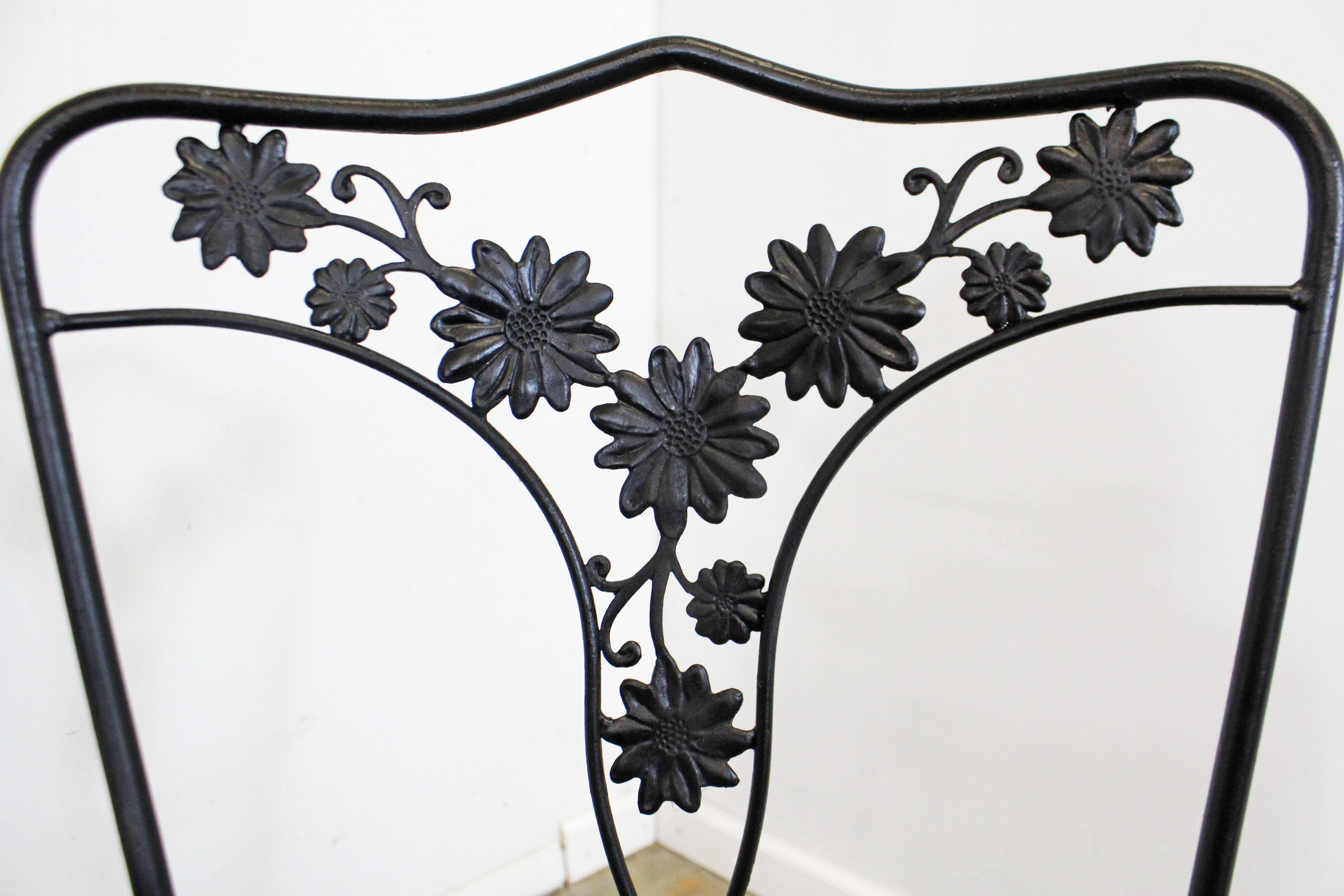 Metal Set of 4 Vintage Wrought Floral Iron Patio Dining Side Chairs