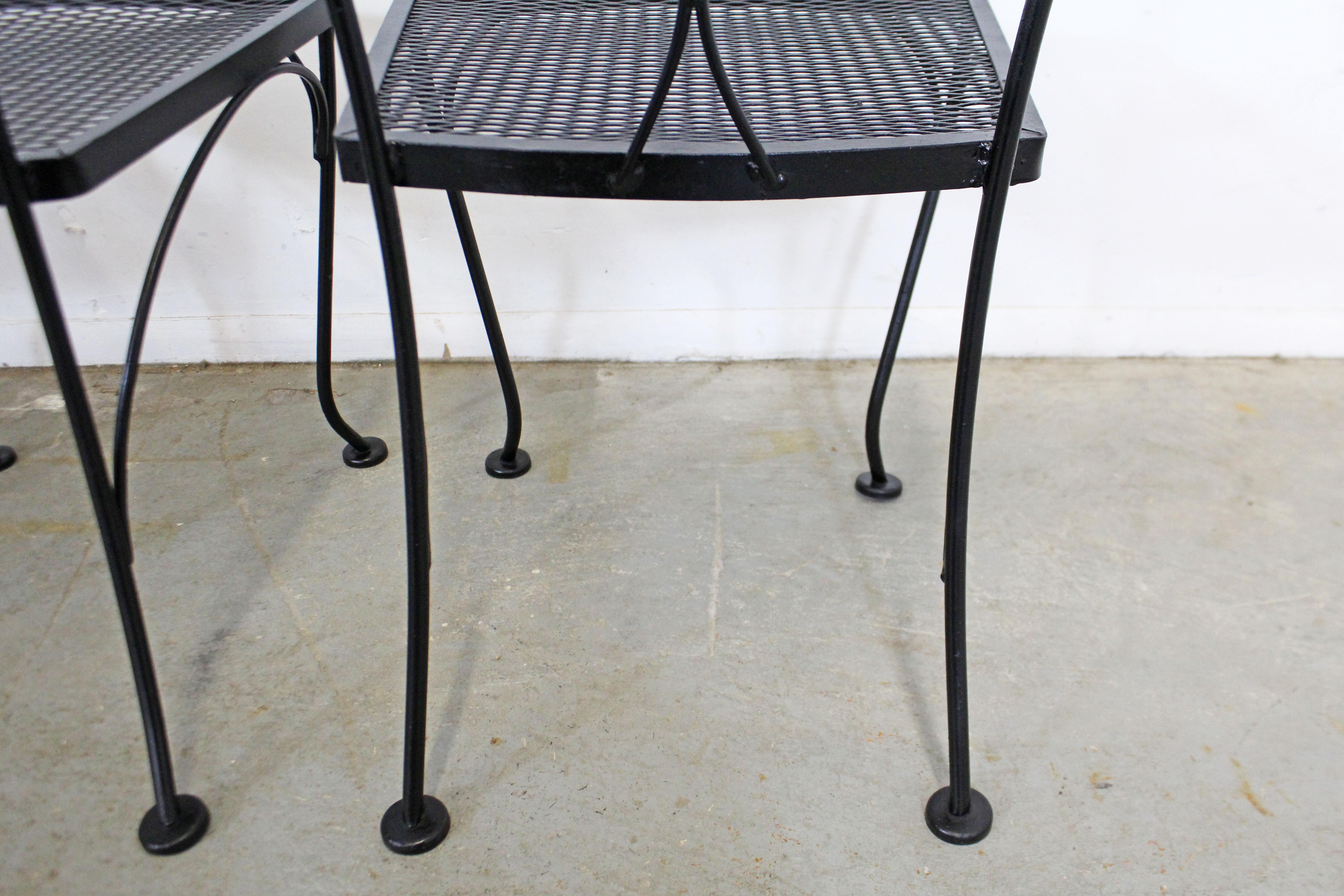 Set of 4 Vintage Wrought Floral Iron Patio Dining Side Chairs 2