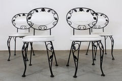Set of 4 Vintage Wrought Iron Patio Dining Side Chairs