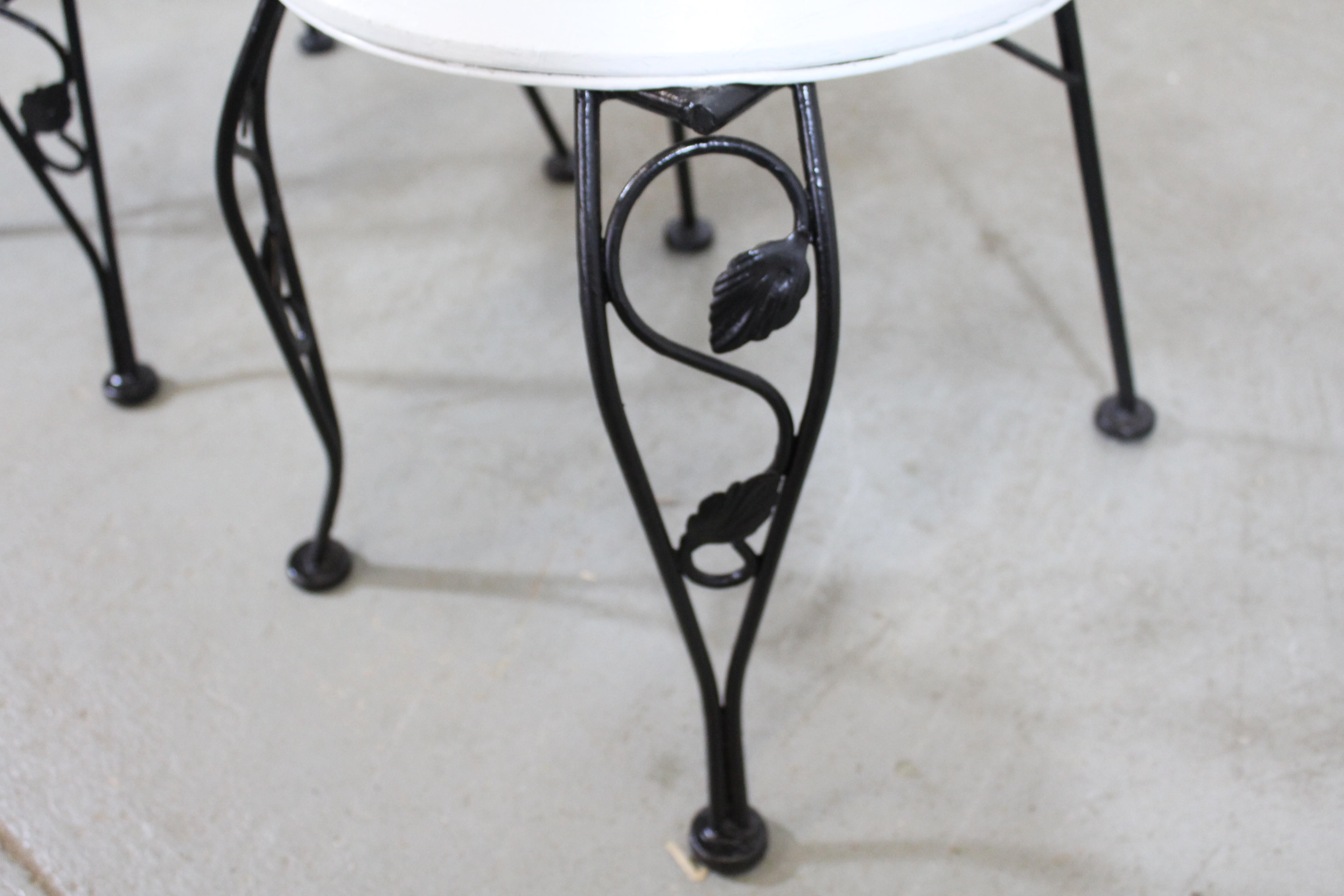 Set of 4 Vintage Wrought Iron Patio Dining Side Chairs 3