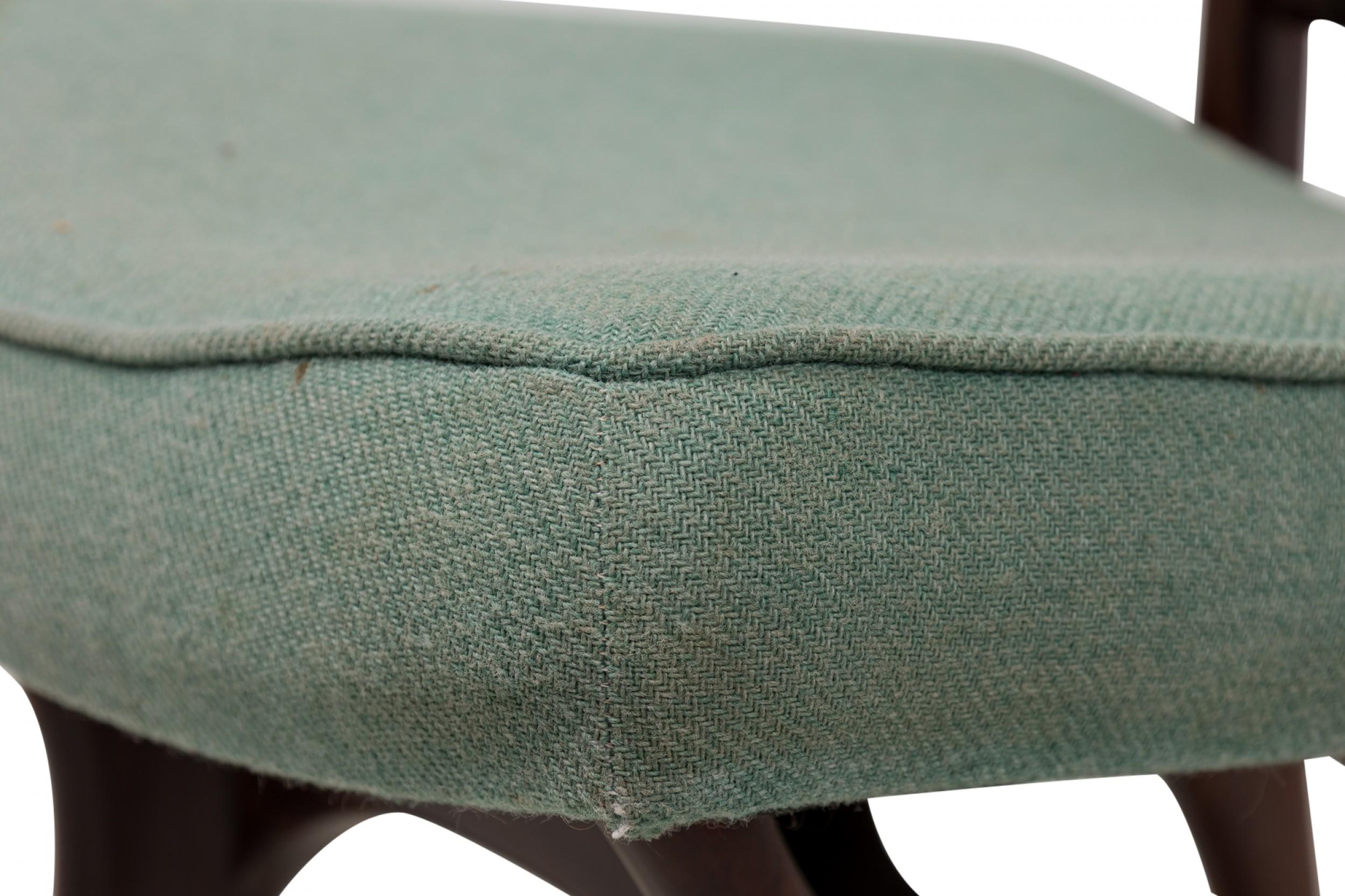 Set di 4 sedie da pranzo imbottite Vladimir Kagan Moderno Noce Scuro Teal in vendita 2