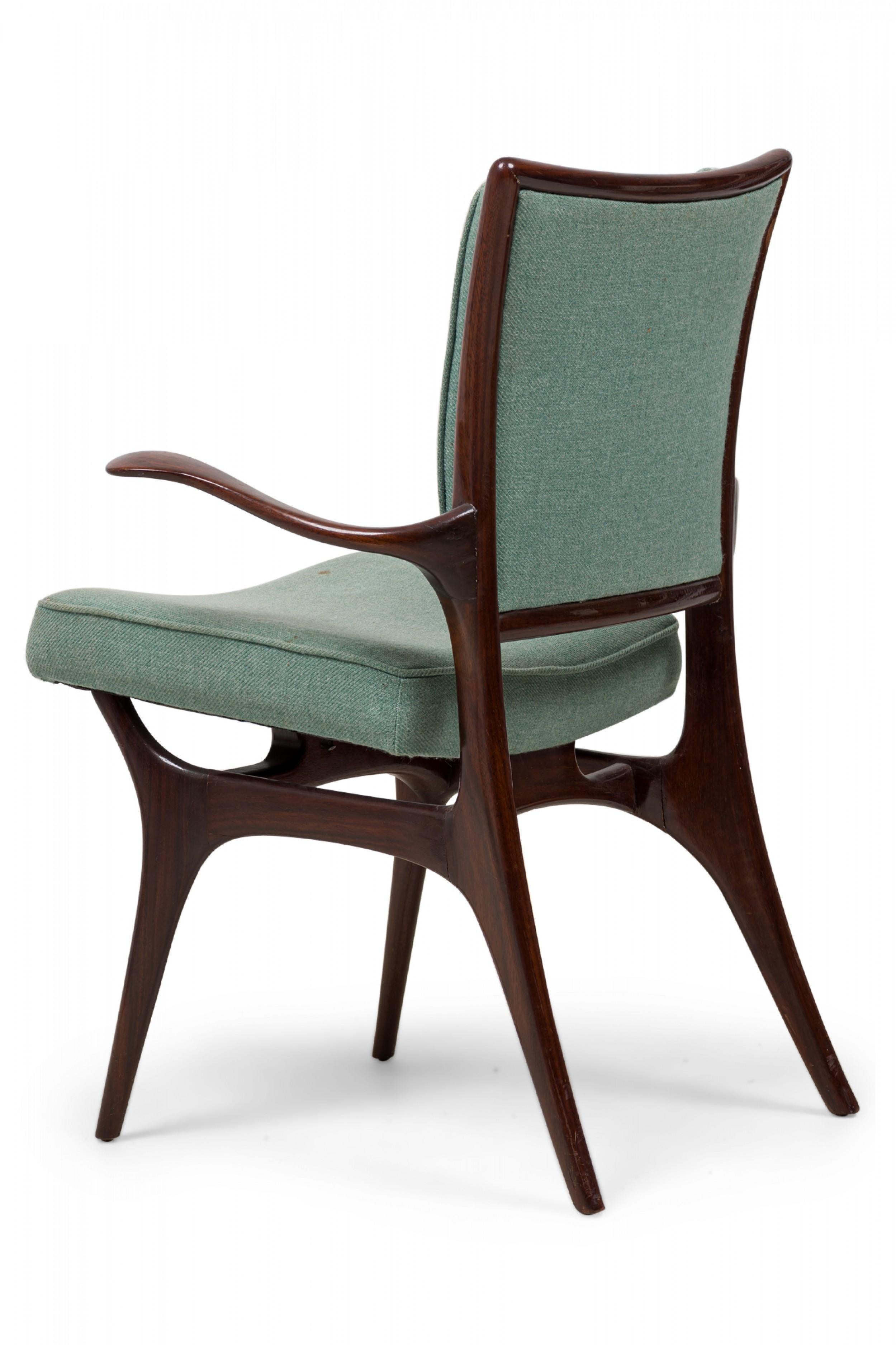 Set di 4 sedie da pranzo imbottite Vladimir Kagan Moderno Noce Scuro Teal in vendita 8