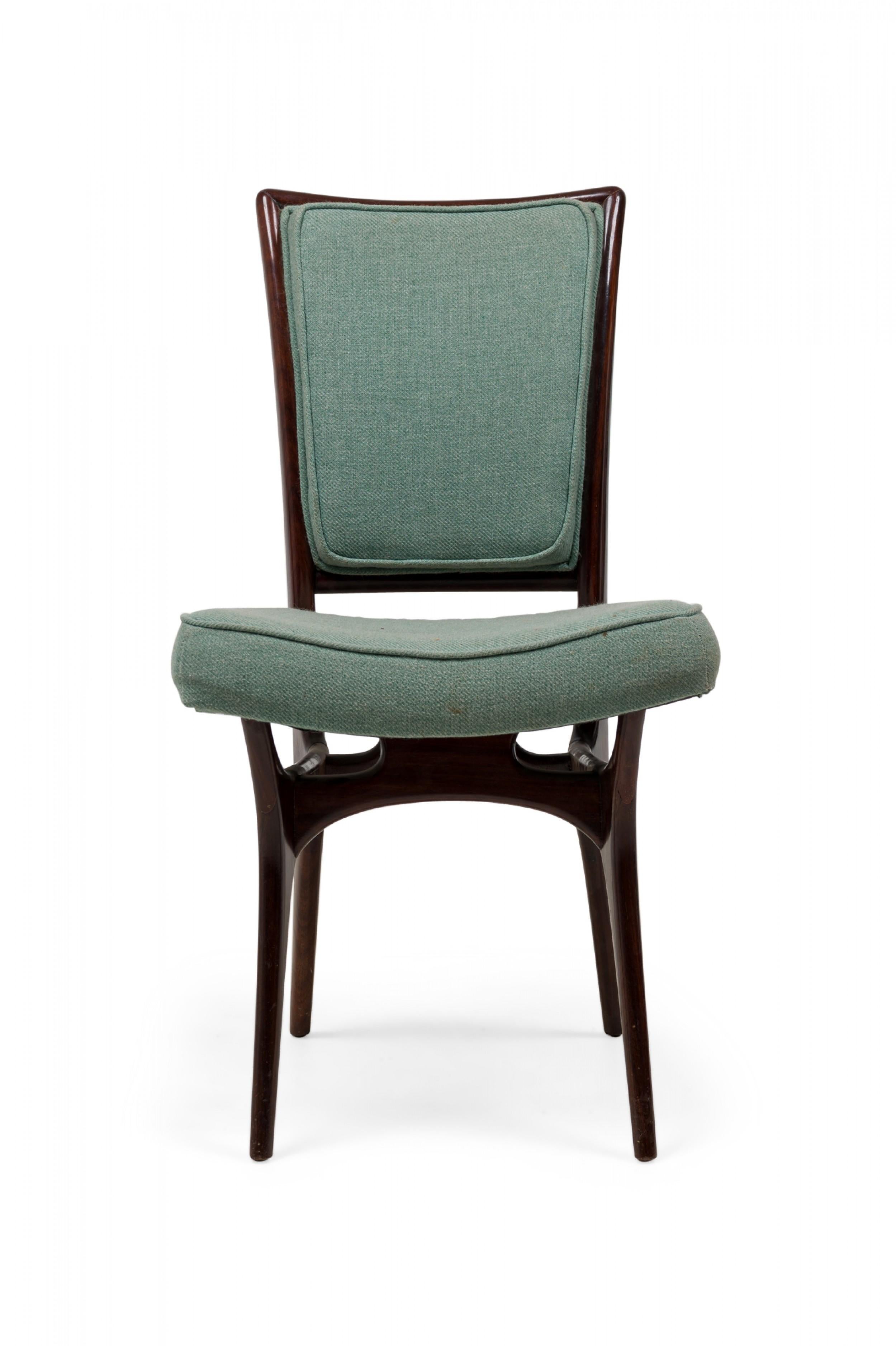 Mid-Century moderno Set di 4 sedie da pranzo imbottite Vladimir Kagan Moderno Noce Scuro Teal in vendita