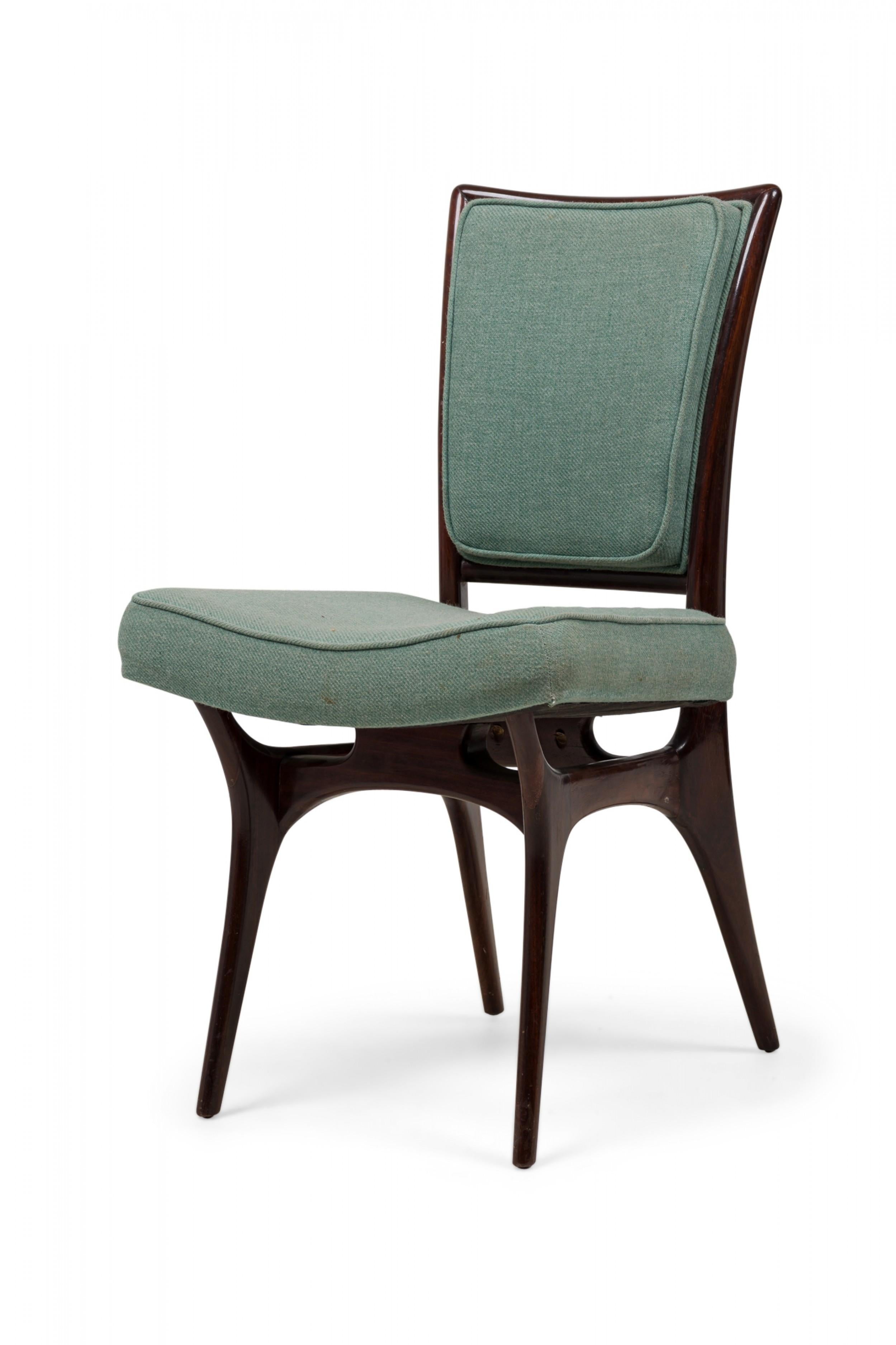 Americano Set di 4 sedie da pranzo imbottite Vladimir Kagan Moderno Noce Scuro Teal in vendita