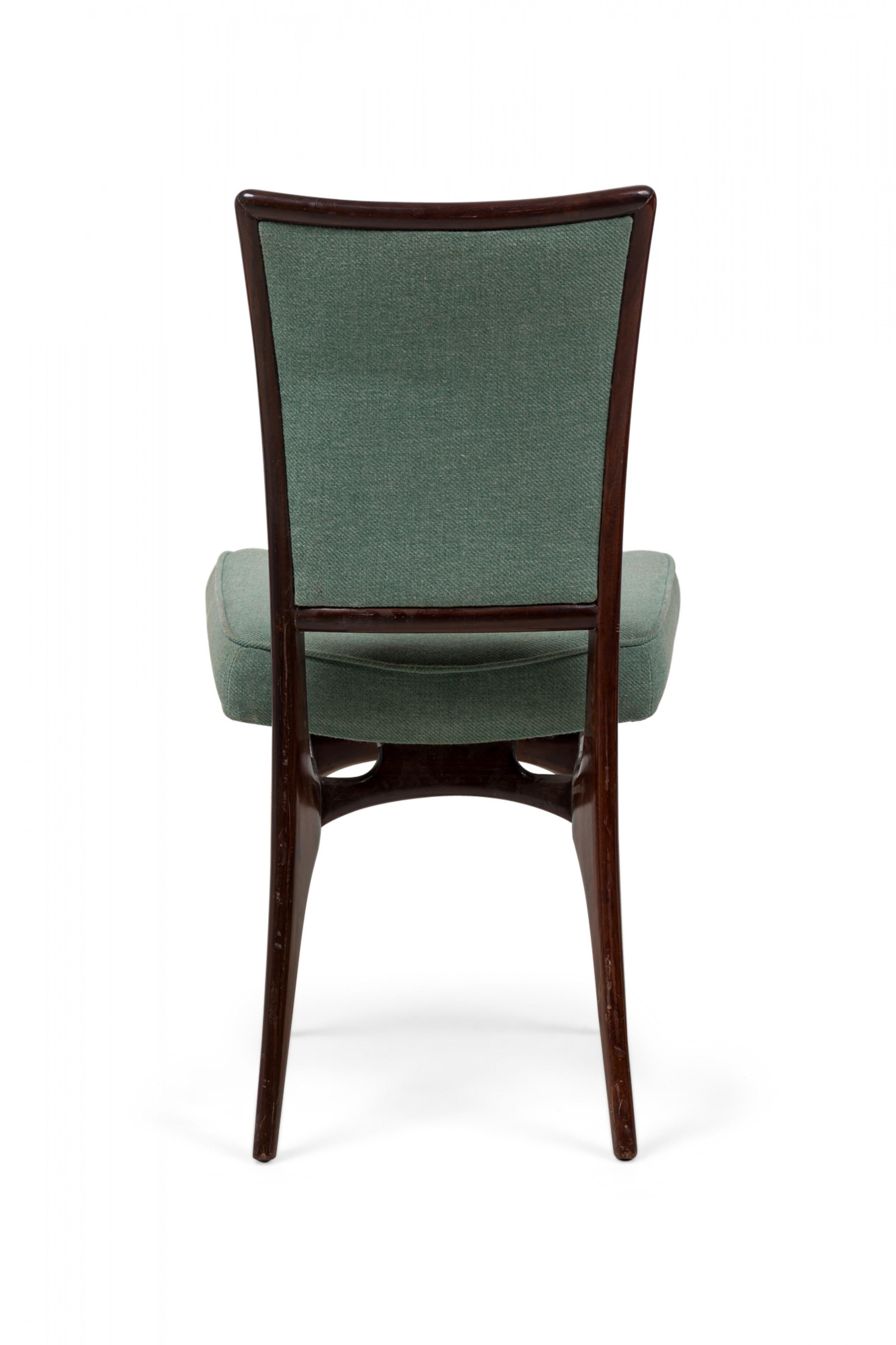 XX secolo Set di 4 sedie da pranzo imbottite Vladimir Kagan Moderno Noce Scuro Teal in vendita