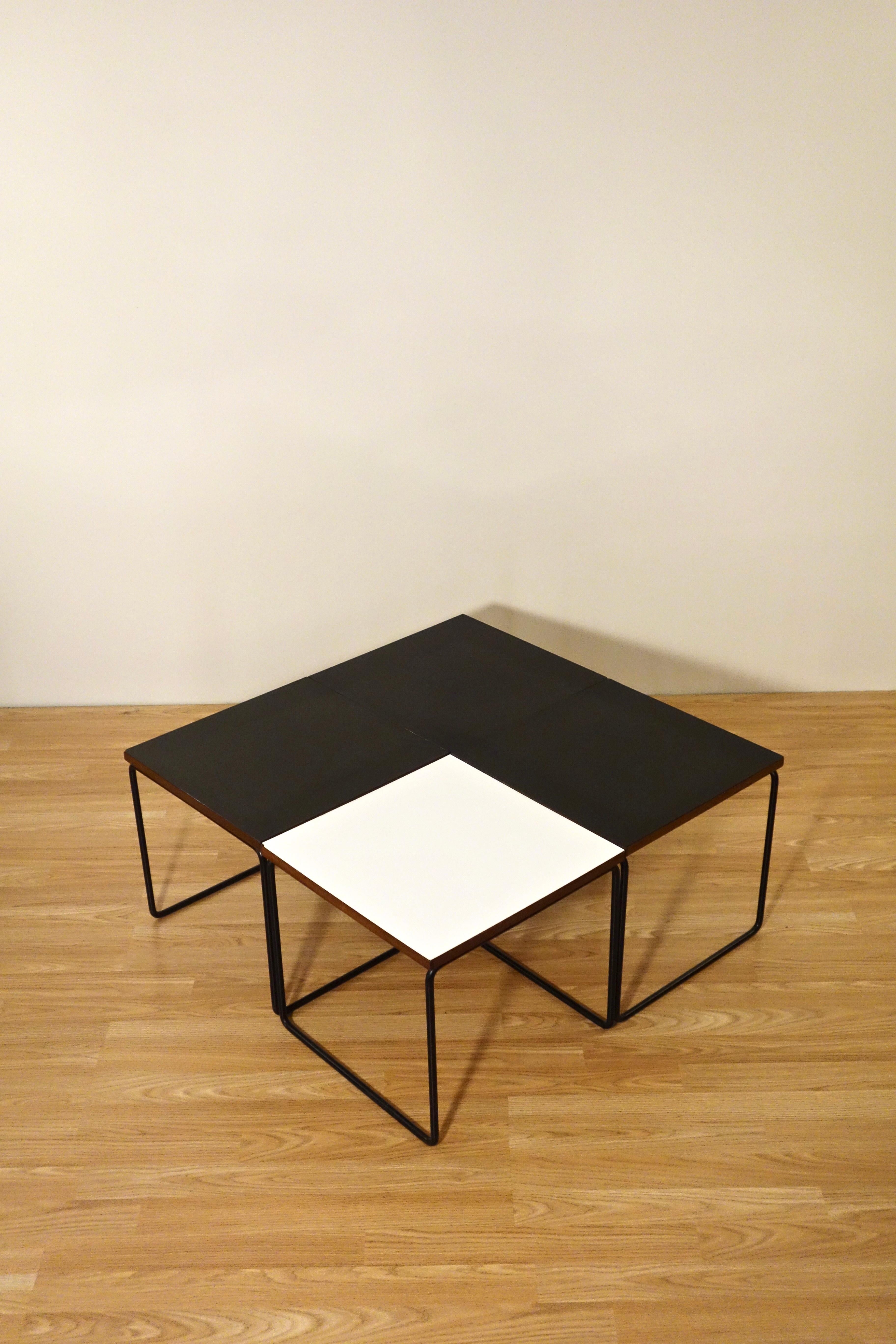 Set of 4 Volante Coffee Tables by Pierre Guariche for Steiner, France 1950's 2