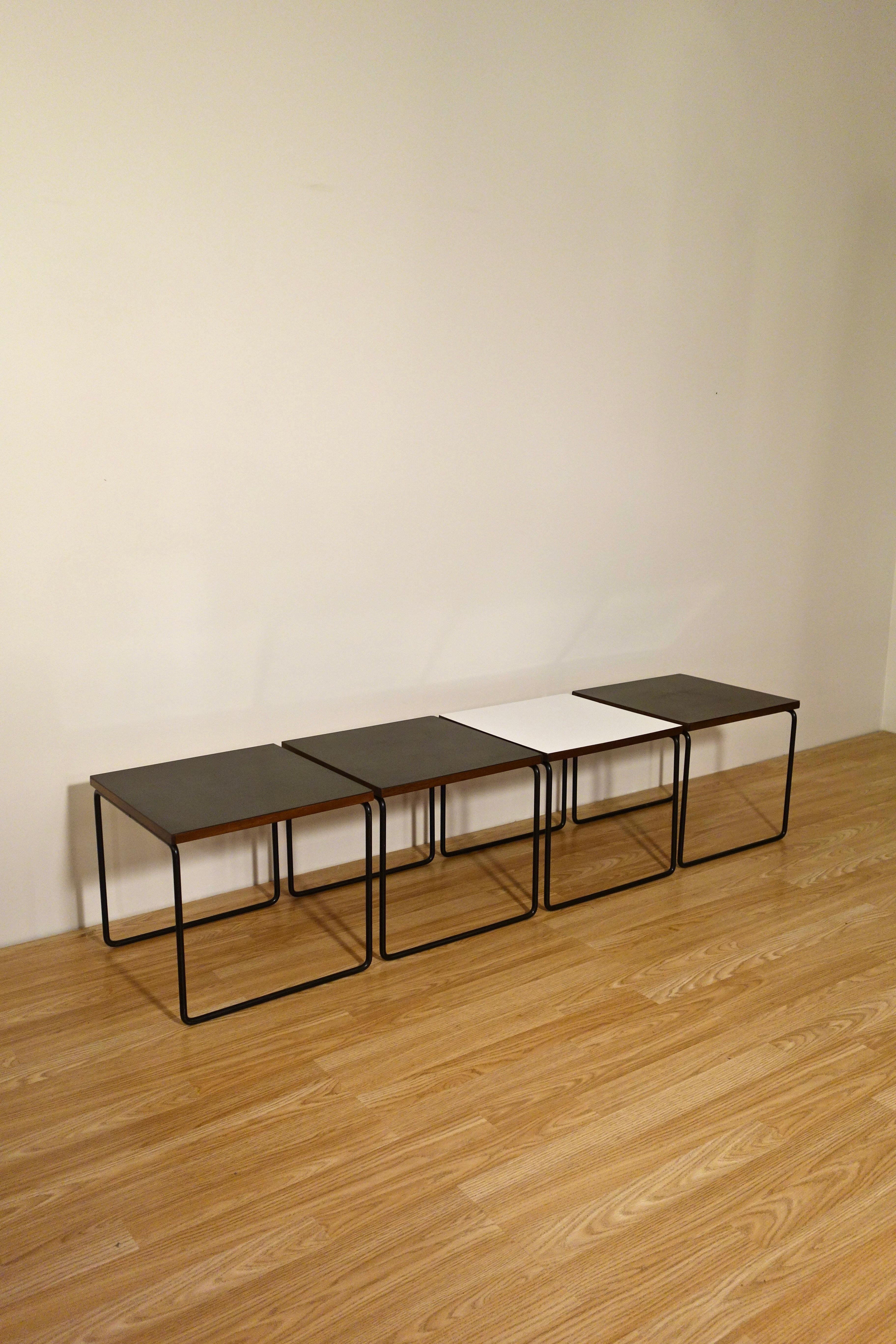 Mid-Century Modern Set of 4 Volante Coffee Tables by Pierre Guariche for Steiner, France 1950's