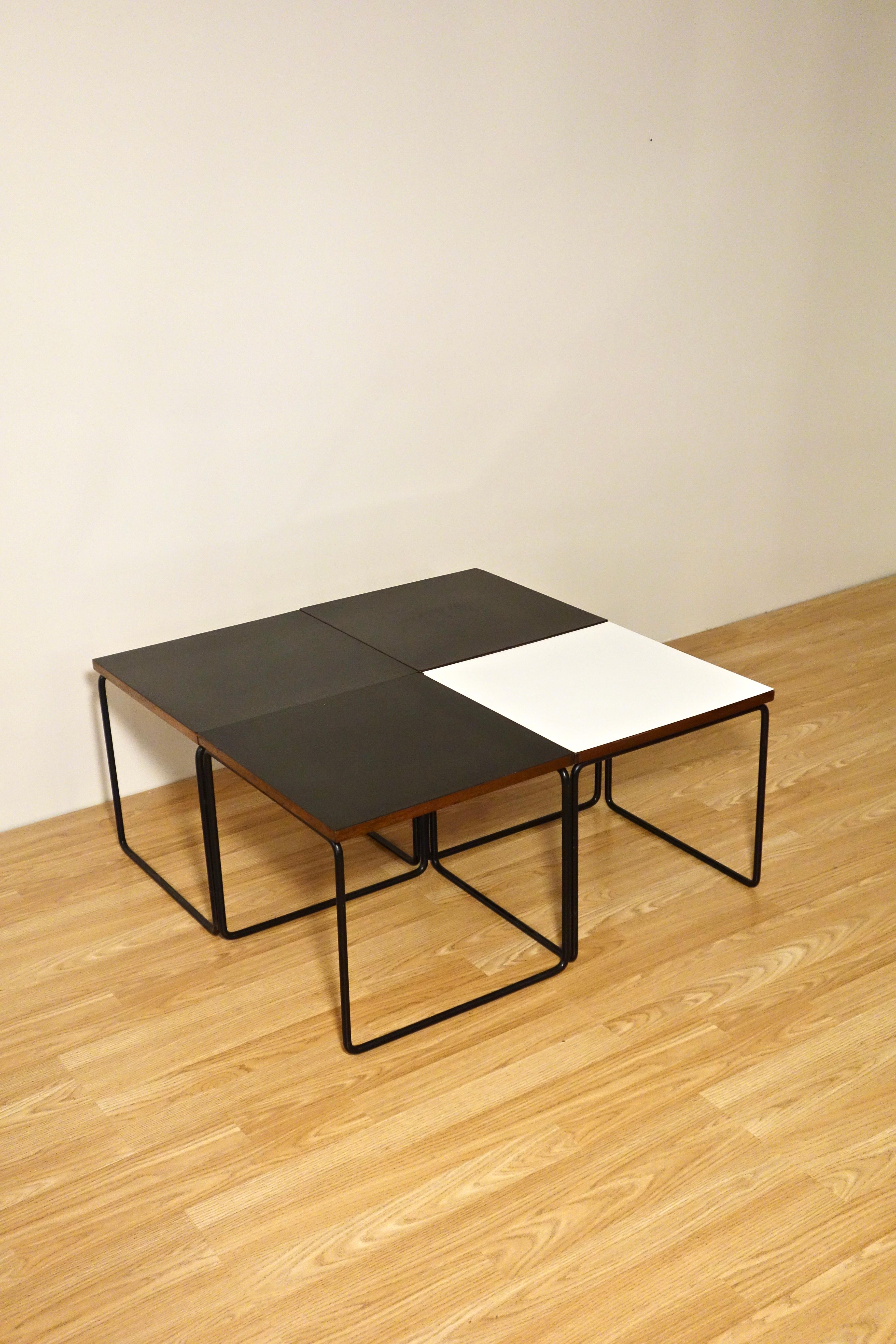 Lacquered Set of 4 Volante Coffee Tables by Pierre Guariche for Steiner, France 1950's