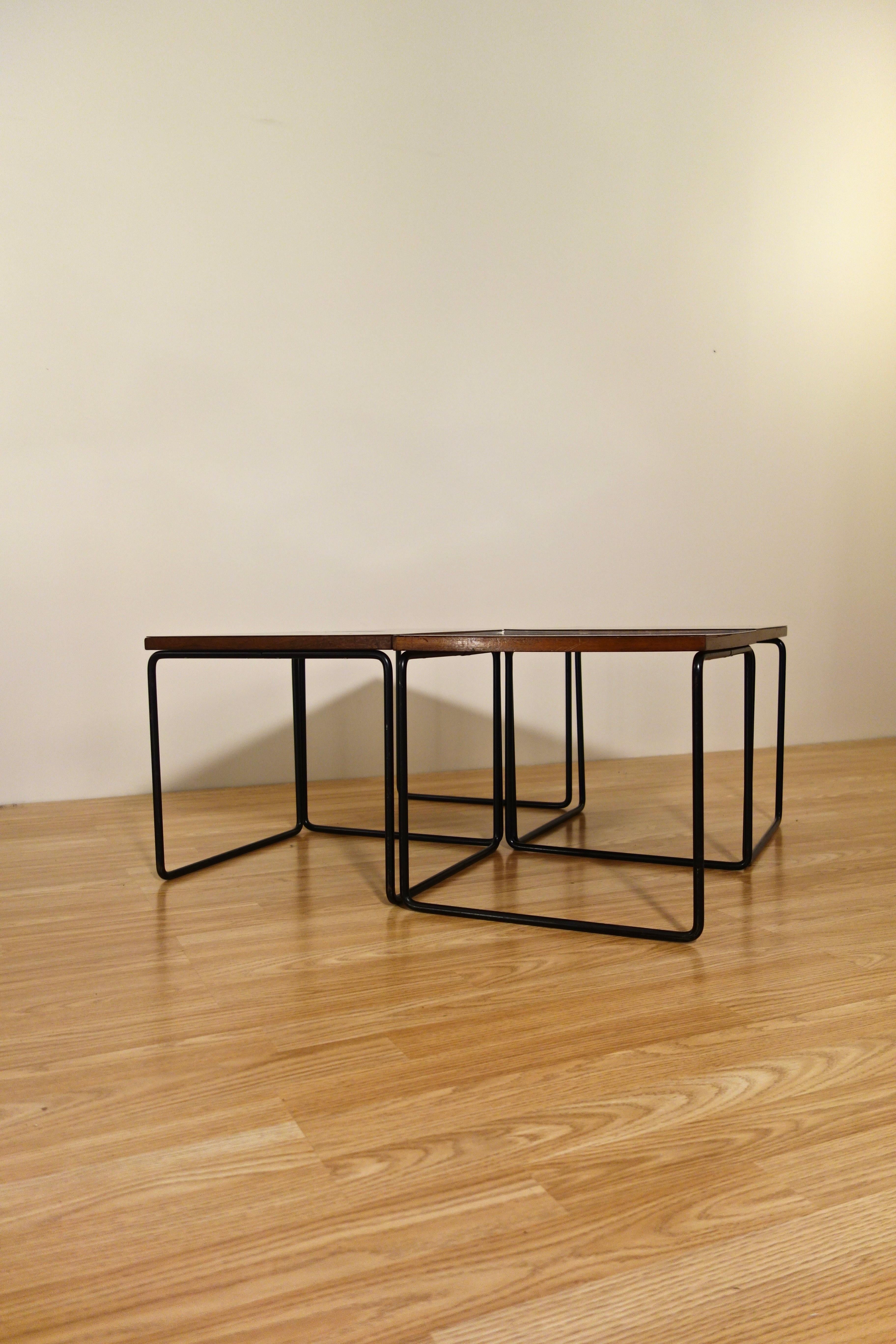 Set of 4 Volante Coffee Tables by Pierre Guariche for Steiner, France 1950's 1