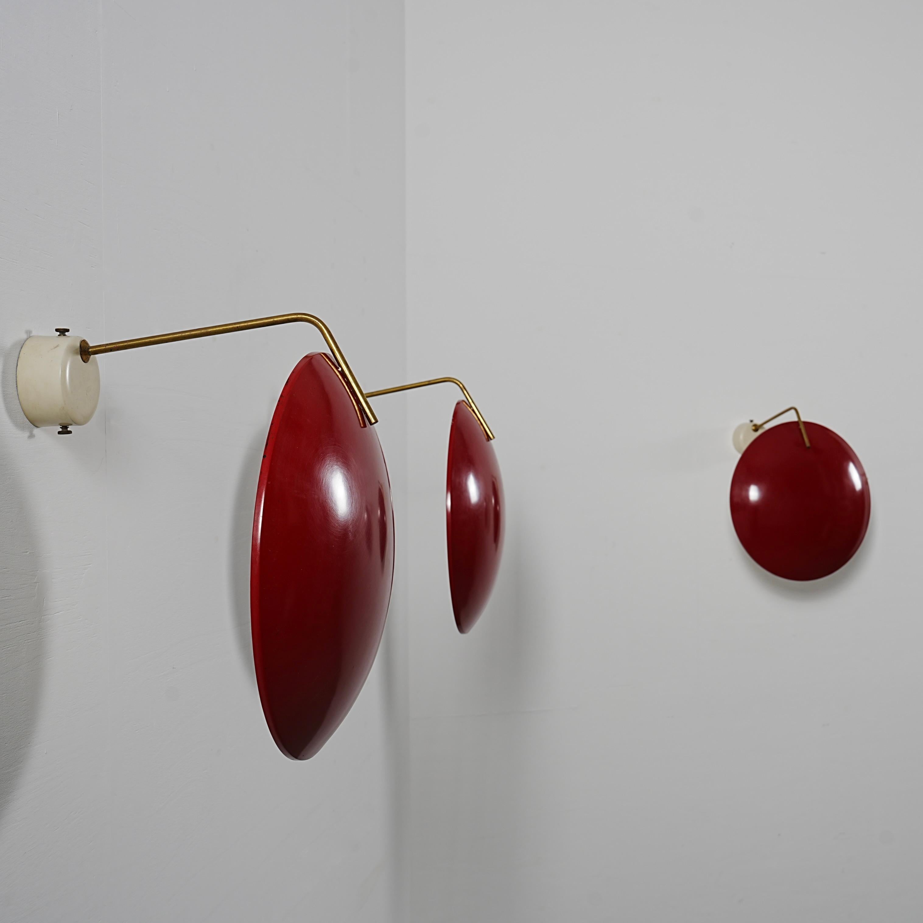 Juego de 4 Apliques de Stilnovo (marcado) en Metal y Latón, Italia, Años 60 en Bueno estado para la venta en Uithoorn, NL