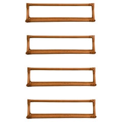 Set of 4 Wall-Mounted Etagères in Bamboo and Woven Cane, Italy 1980