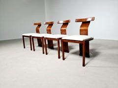 Set of 4 Walnut and Boucle Dining Chairs from Italy, 1960s
