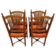 Set of 4 Walnut Country French Wheat Back Armchairs