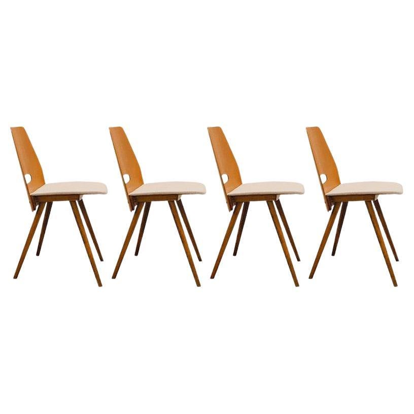 Set of 4 Walnut Dining Chairs by František Jirák for Tatra Nábytok, 1960s