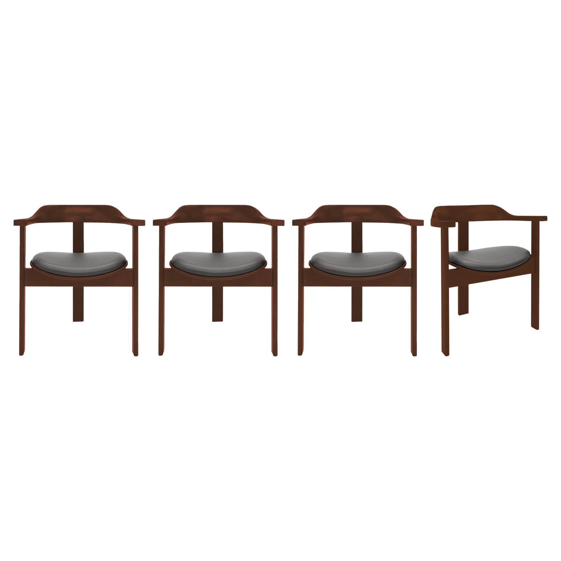 Set of 4 Walnut Haussmann Armchairs by Robert & Trix Haussmann, Design, 1964 For Sale