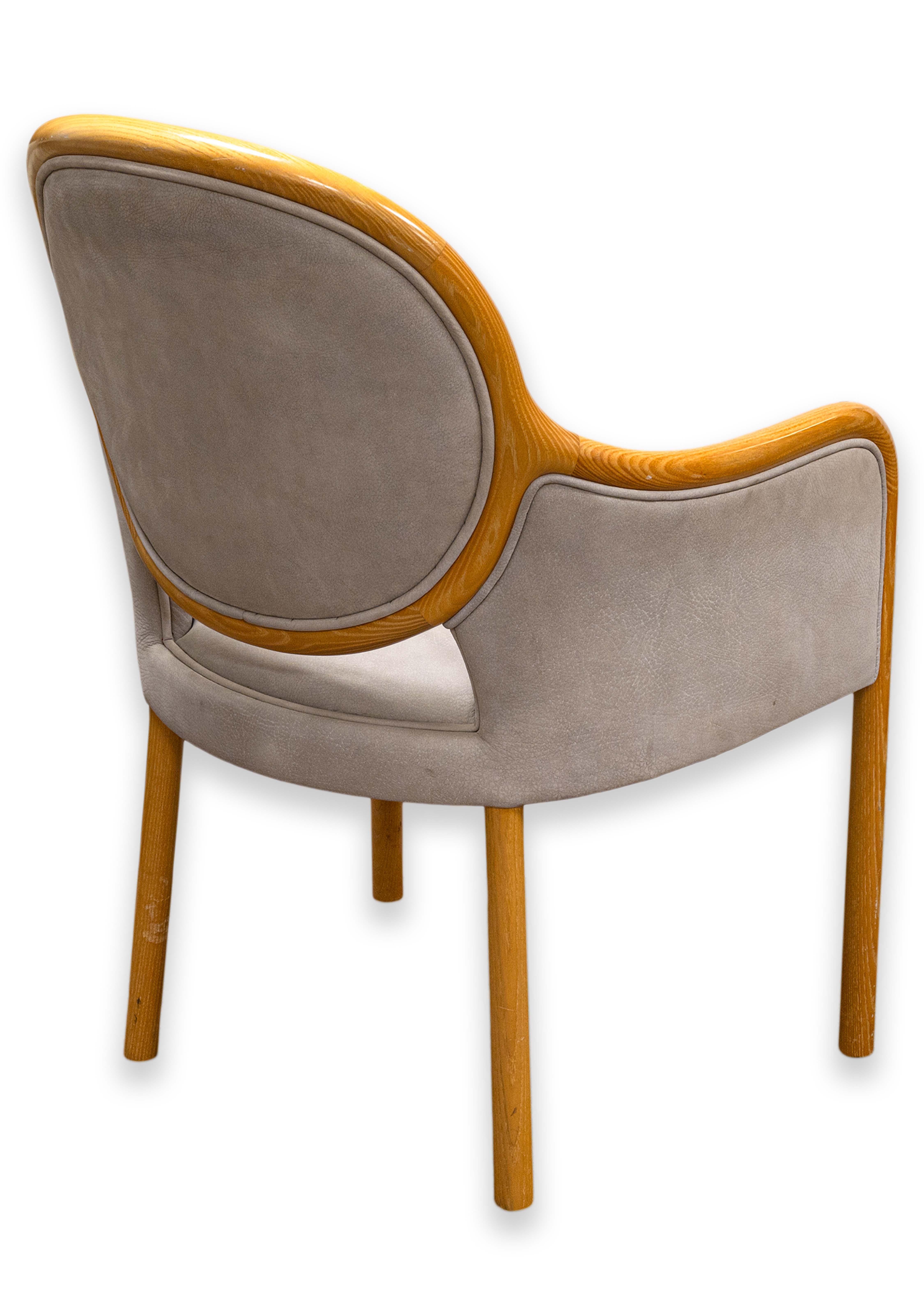 Set of 4 Ward Bennett for Brickel Associates 1980s Wood & Leather Dining Chairs For Sale 9