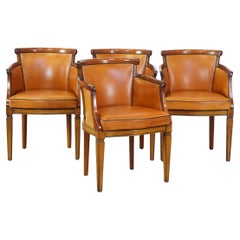 Set of 4 warm sheepskin dining chairs combined with wood