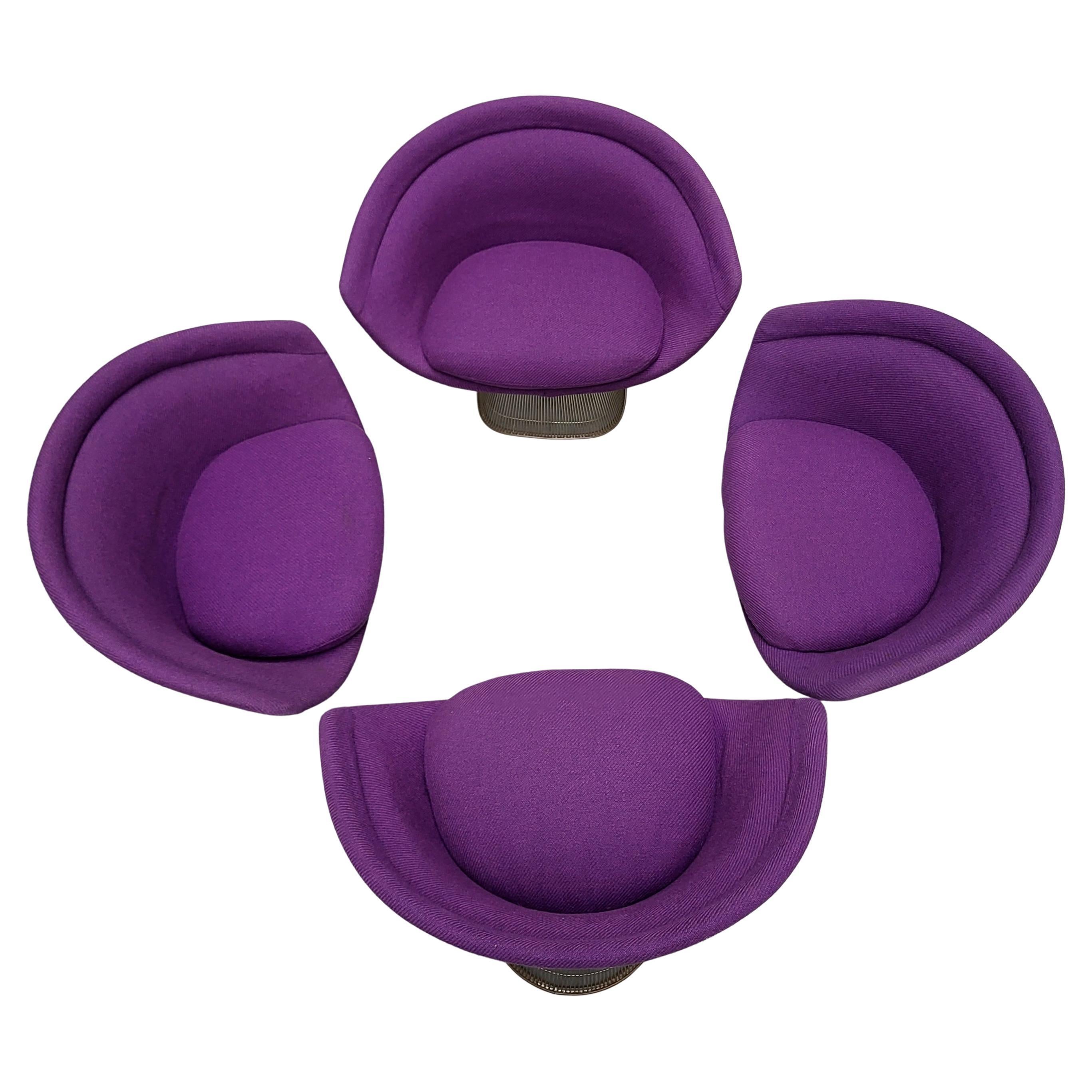 4er-Set Warren Platner Wire Lounge Chair für Knoll Purple Cato 1980er im Angebot