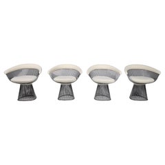 Set di 4 sedie Warren Platner in tessuto crema di Knoll International